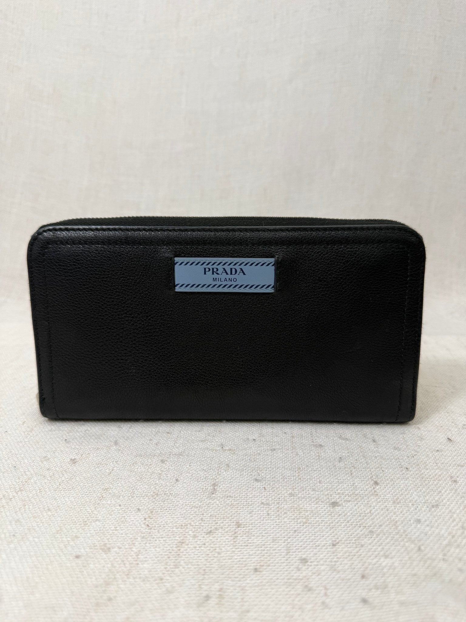 Prada Black Leather Zippy Wallet
