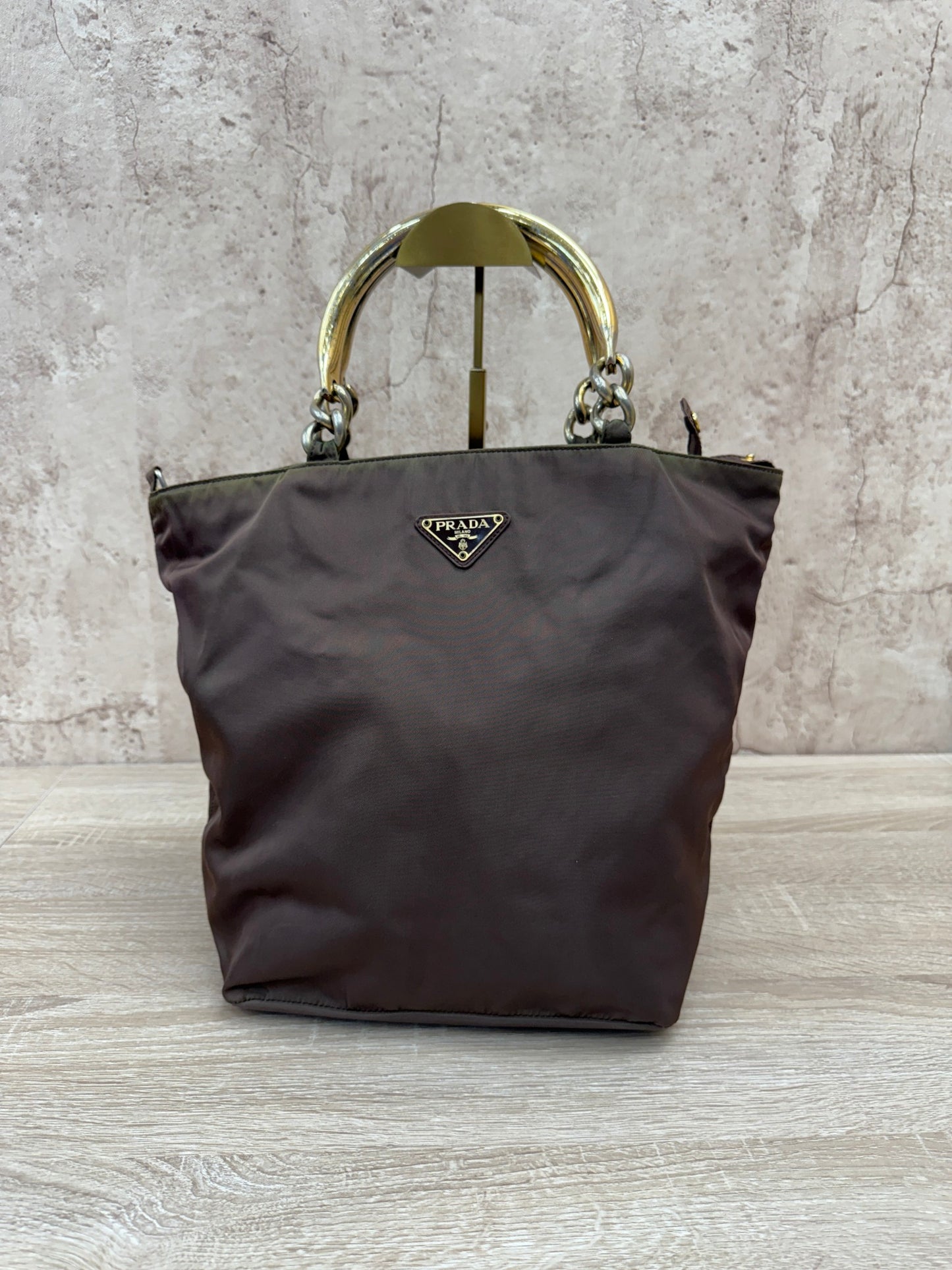 Prada Brown Nylon Handbag