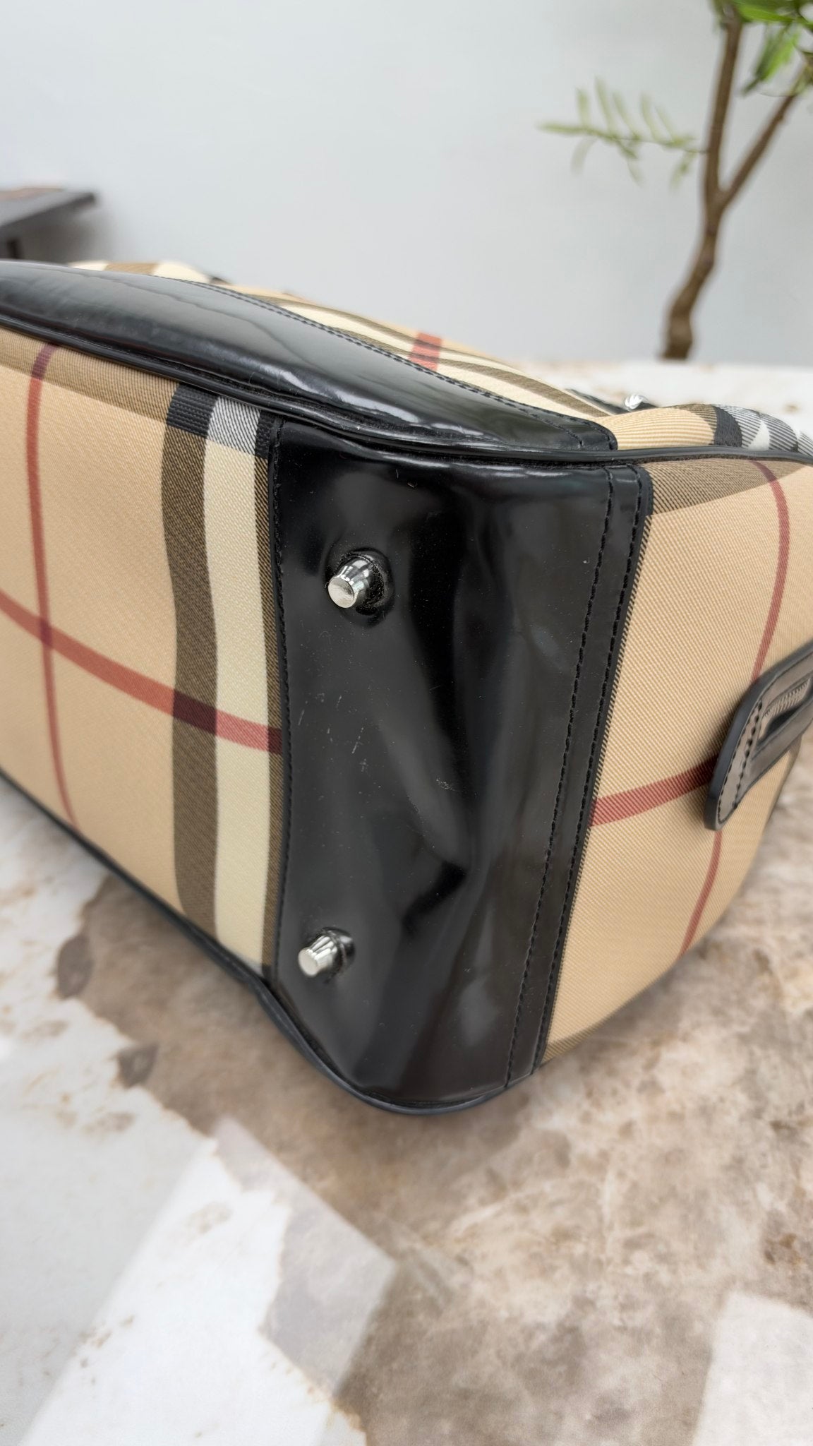 Burberry Beige Nova Check Supernova Boston Bag