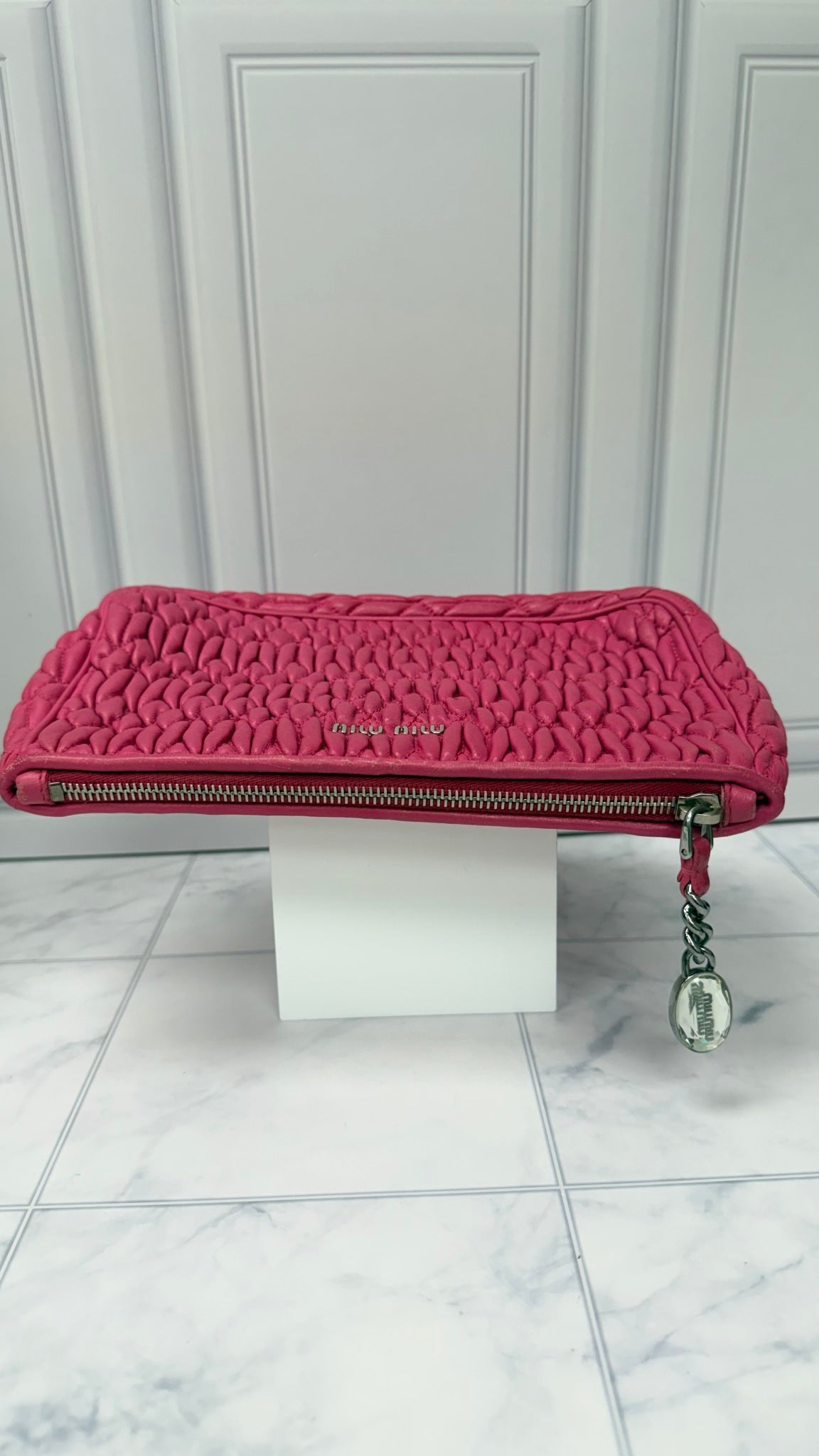Miu Miu Hot Pink Nappa Leather Clutch