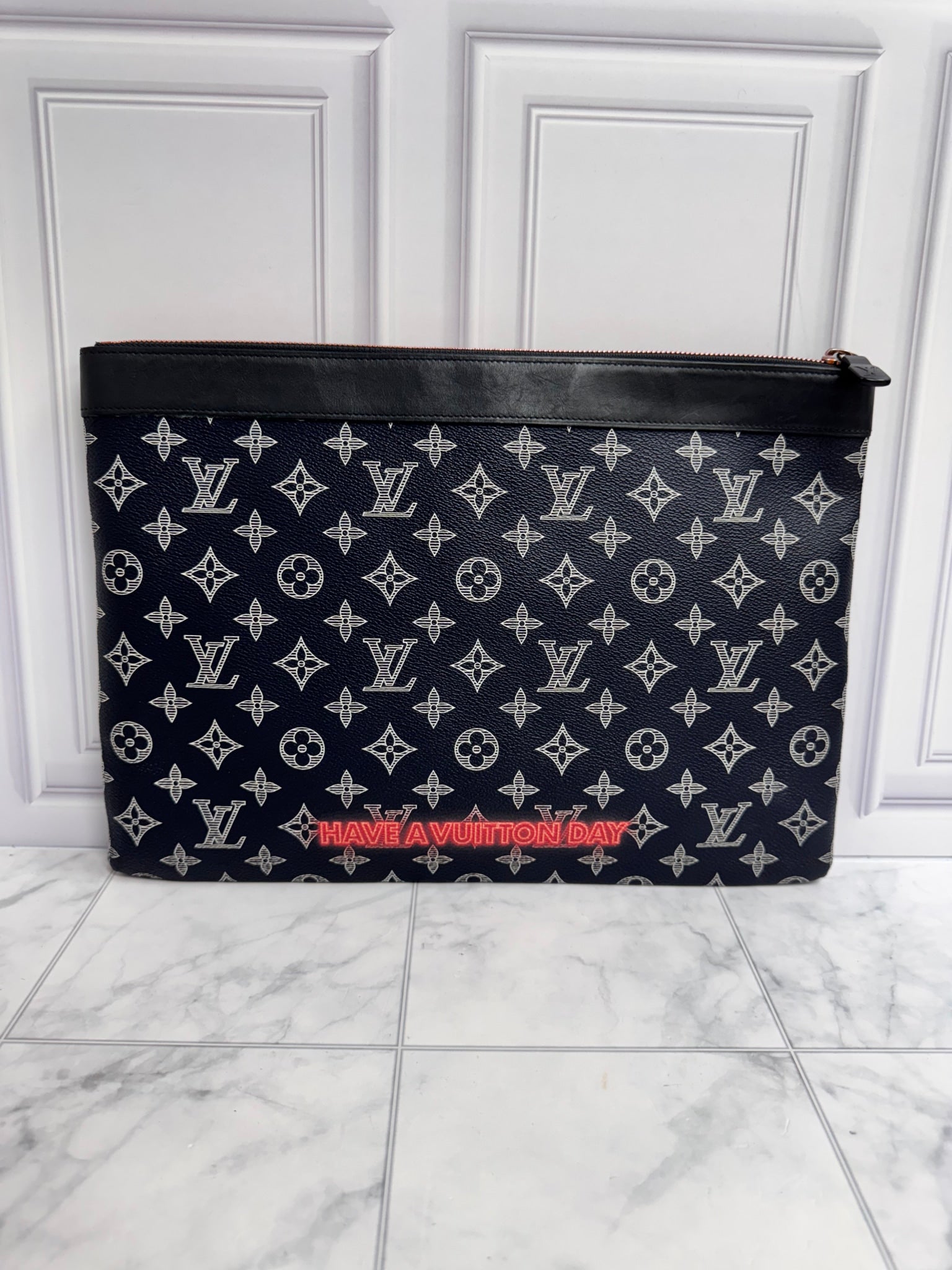 Louis Vuitton Navy Blue Monogram Upside Down Pochette Apollo GM