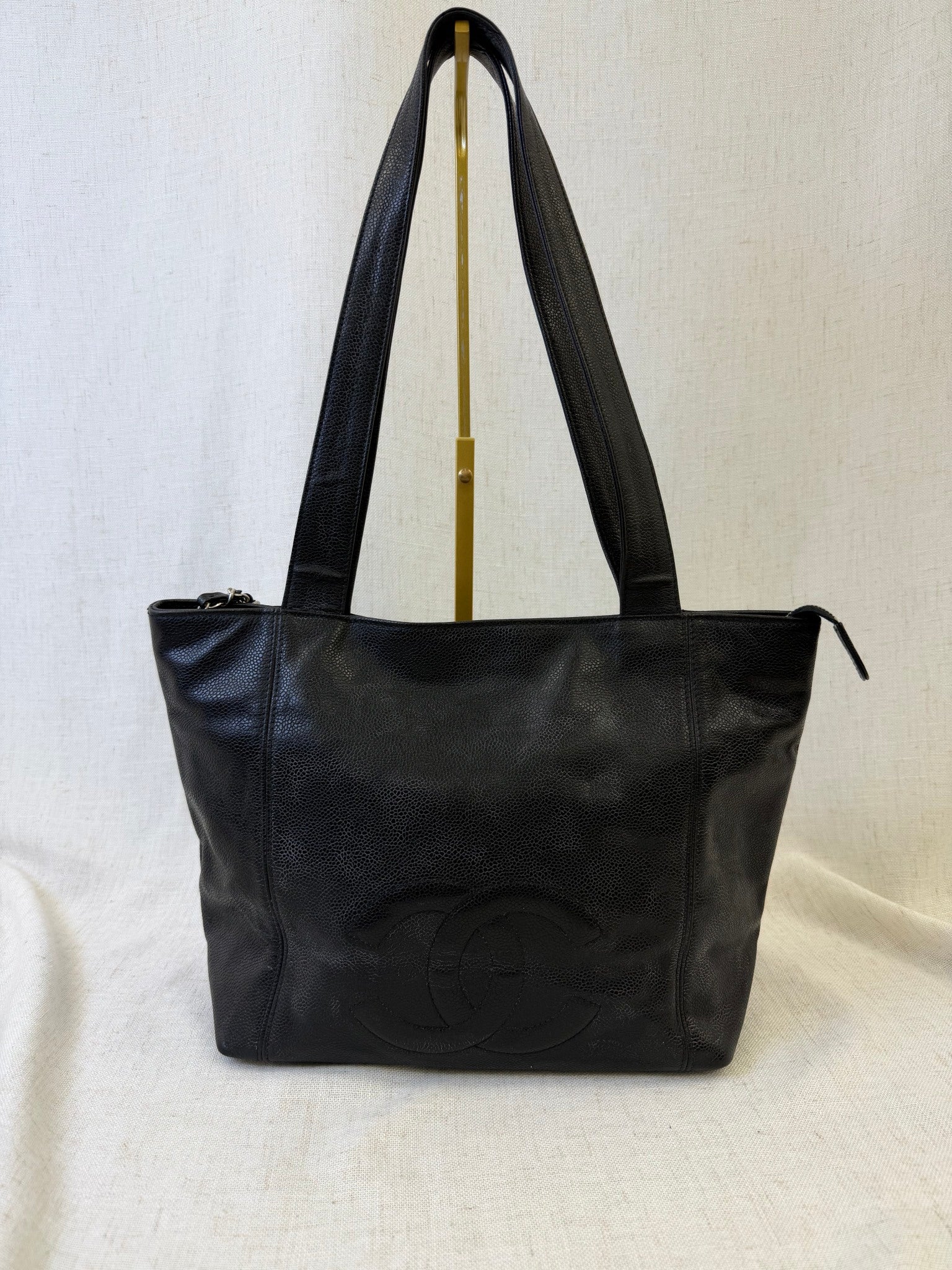 Chanel Black Caviar Leather Tote Bag