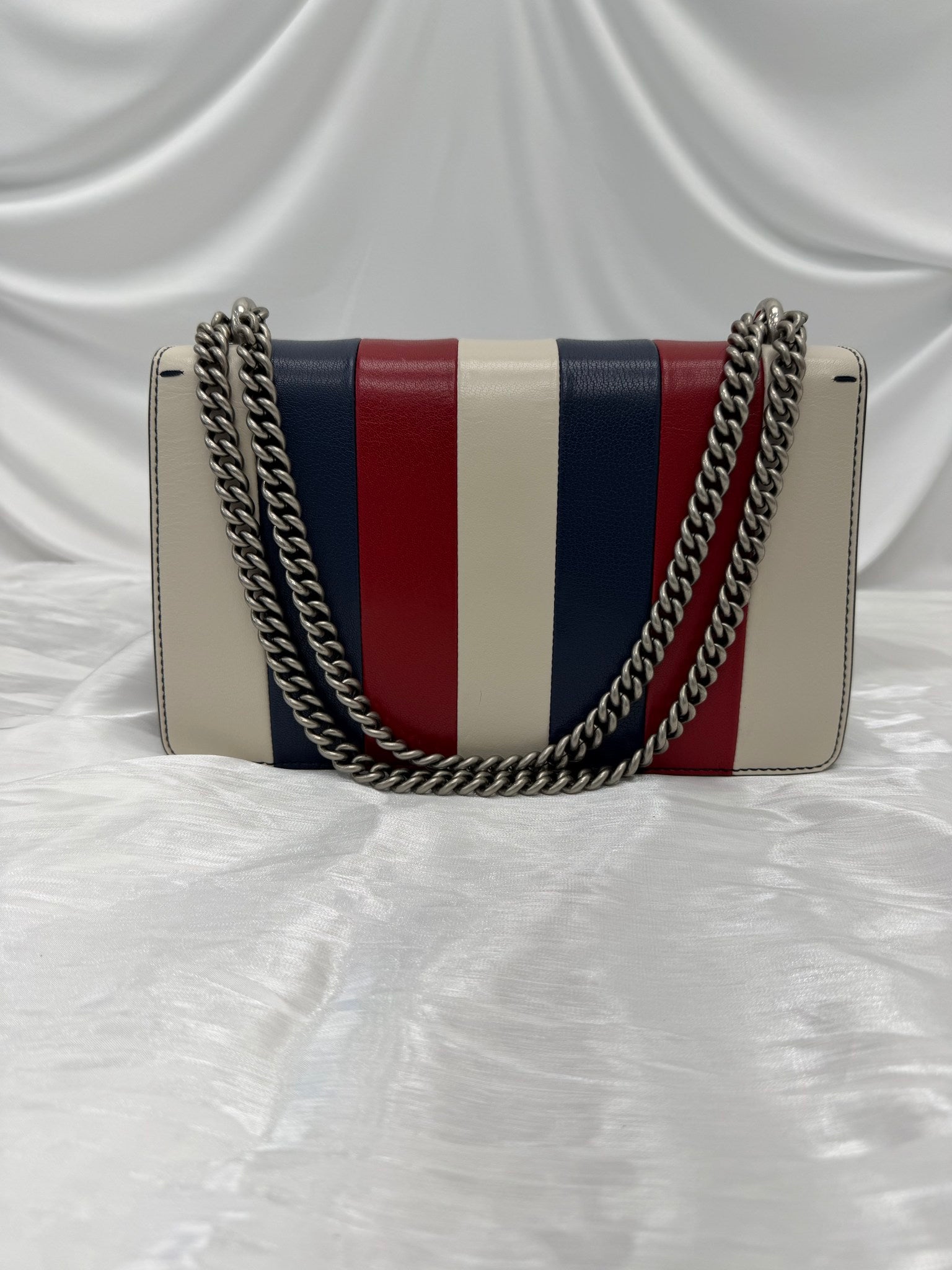 Gucci Red, White Blue Goatskin Limited Edition Small Dionysus Chain Bag
