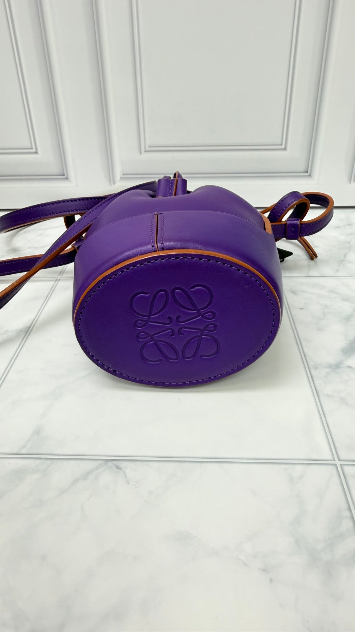 Loewe Purple Leather Balloon Bucket Crossbody Bag