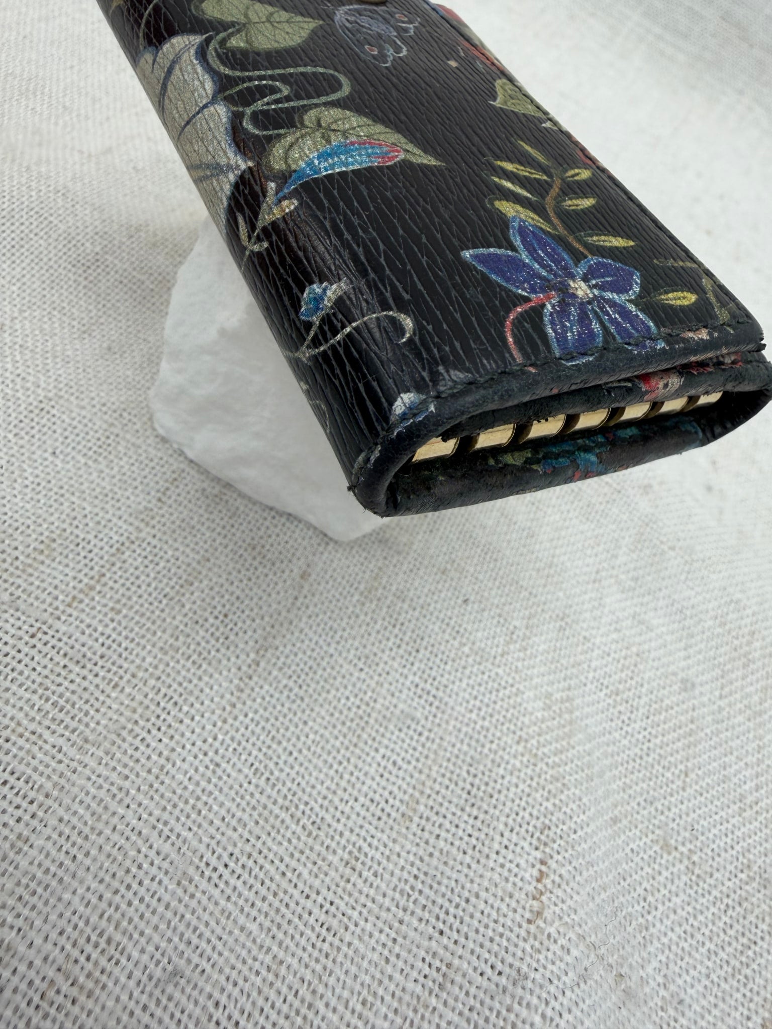 Gucci Black Floral 6 Key Ring Holder
