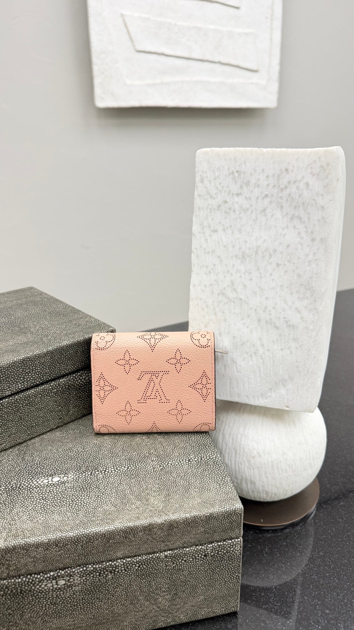 Louis Vuitton Pink Monogram Mahina Leather Iris XS Compact Wallet
