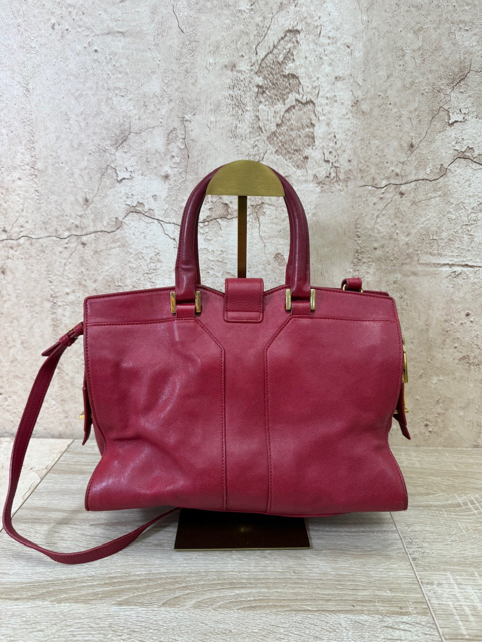 Saint Laurent YSL Red Leather Cabas ChYc Bag