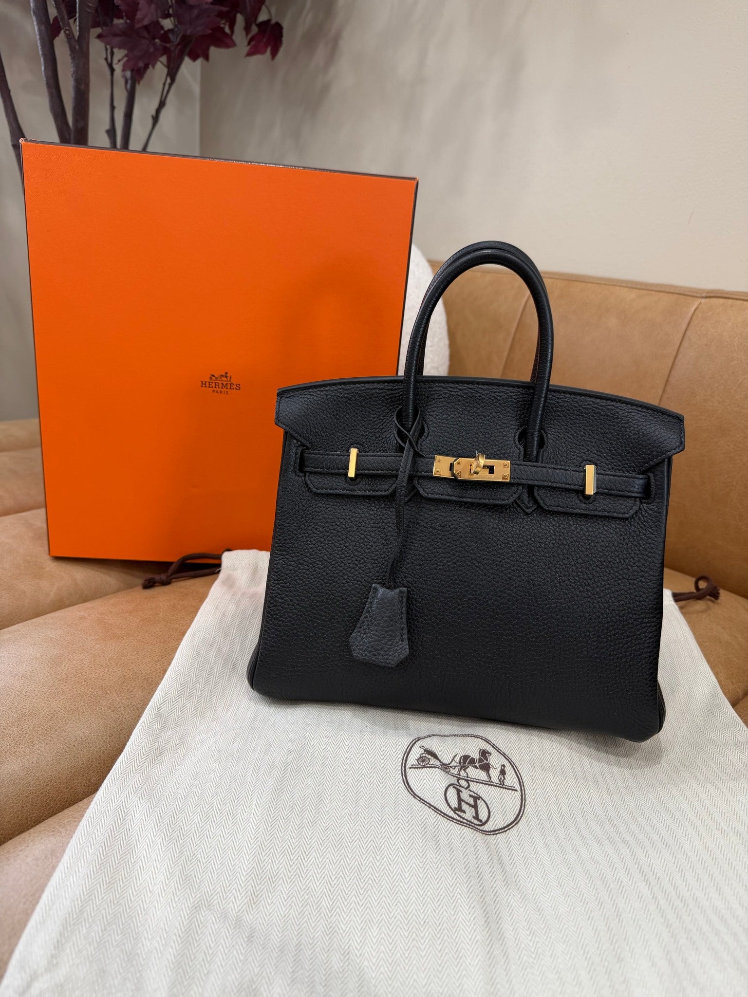 BRAND NEW-Hermes Black Togo Leather Birkin 25 Bag