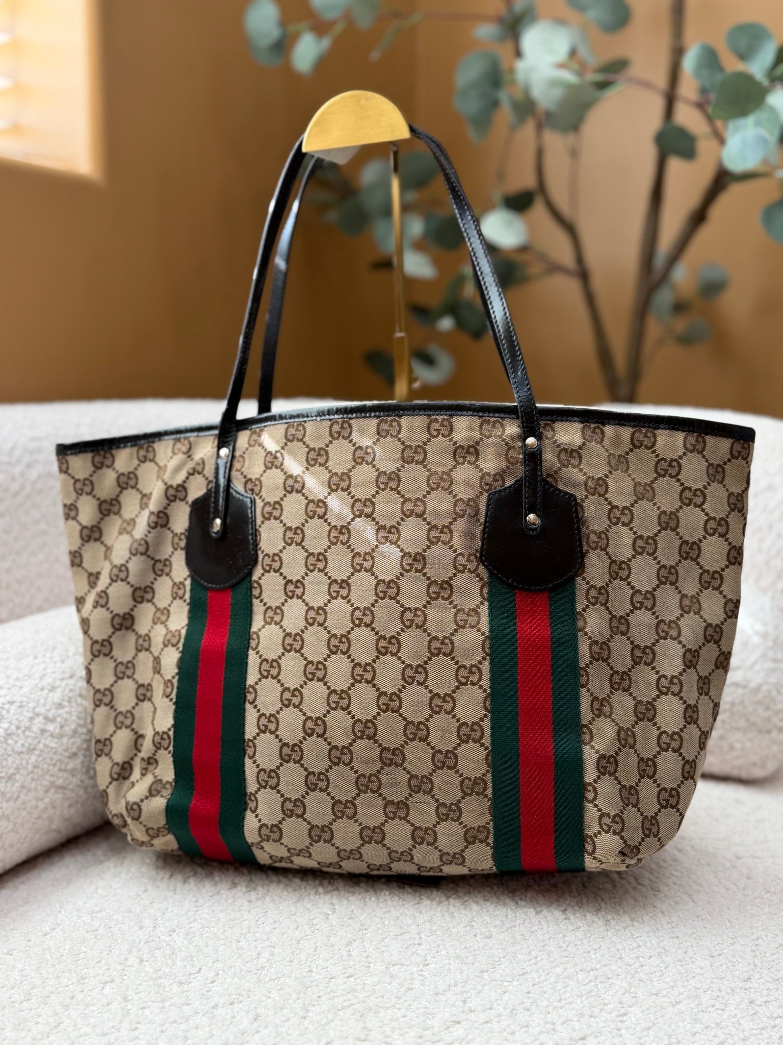 Gucci Brown GG Canvas Web Jolie Tote Bag
