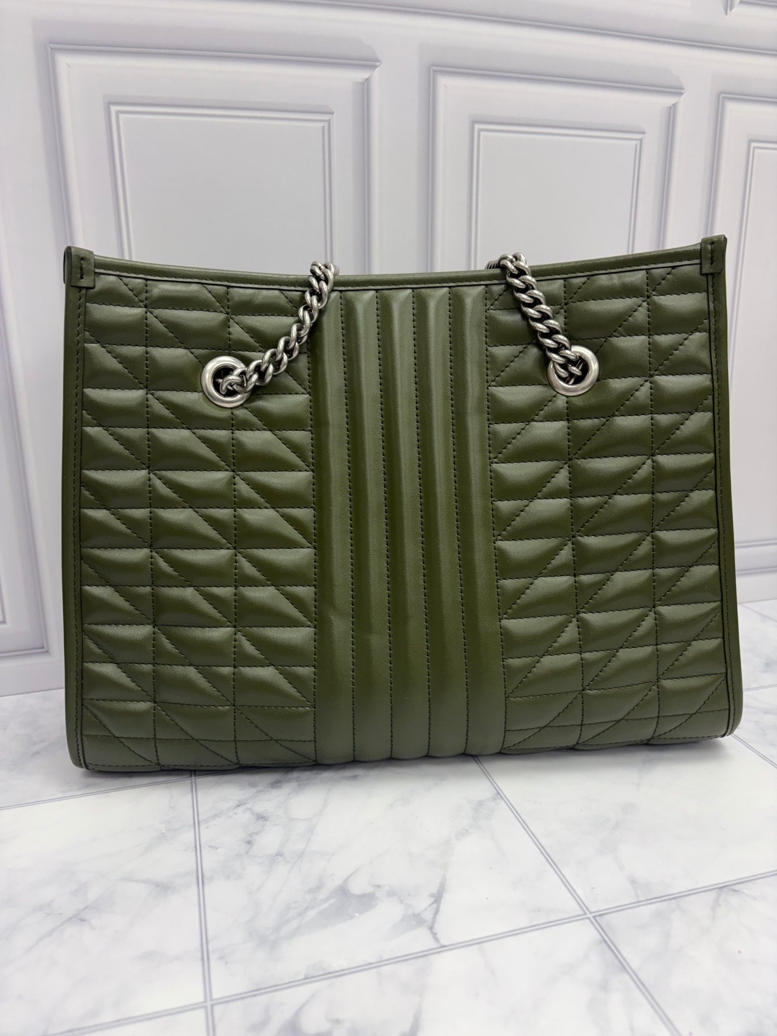 Gucci Green Leather Marmont Aria Tote