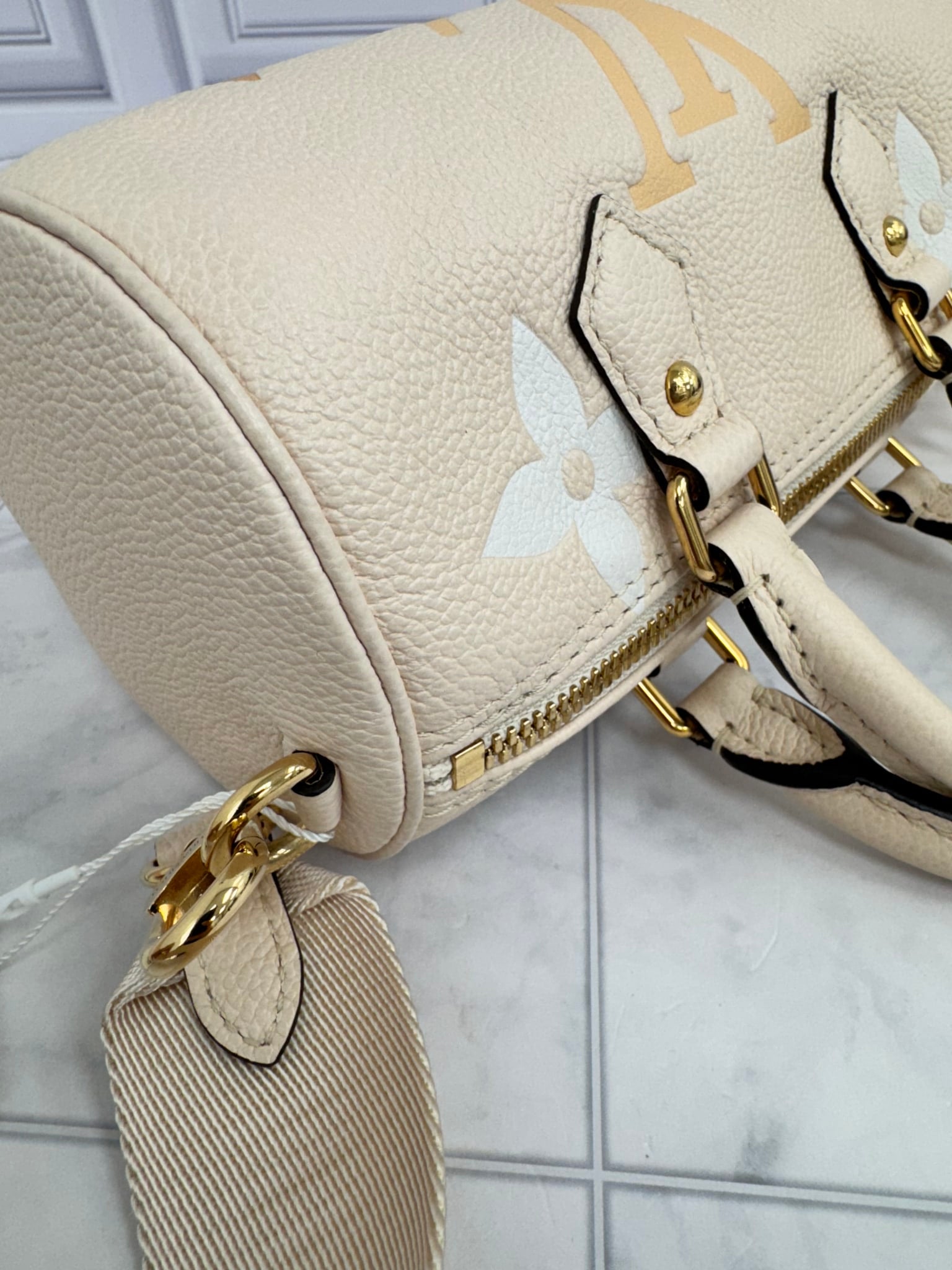 LIKE NEW - Louis Vuitton Beige Monogram Empreinte Giant By The Pool Papillon BB