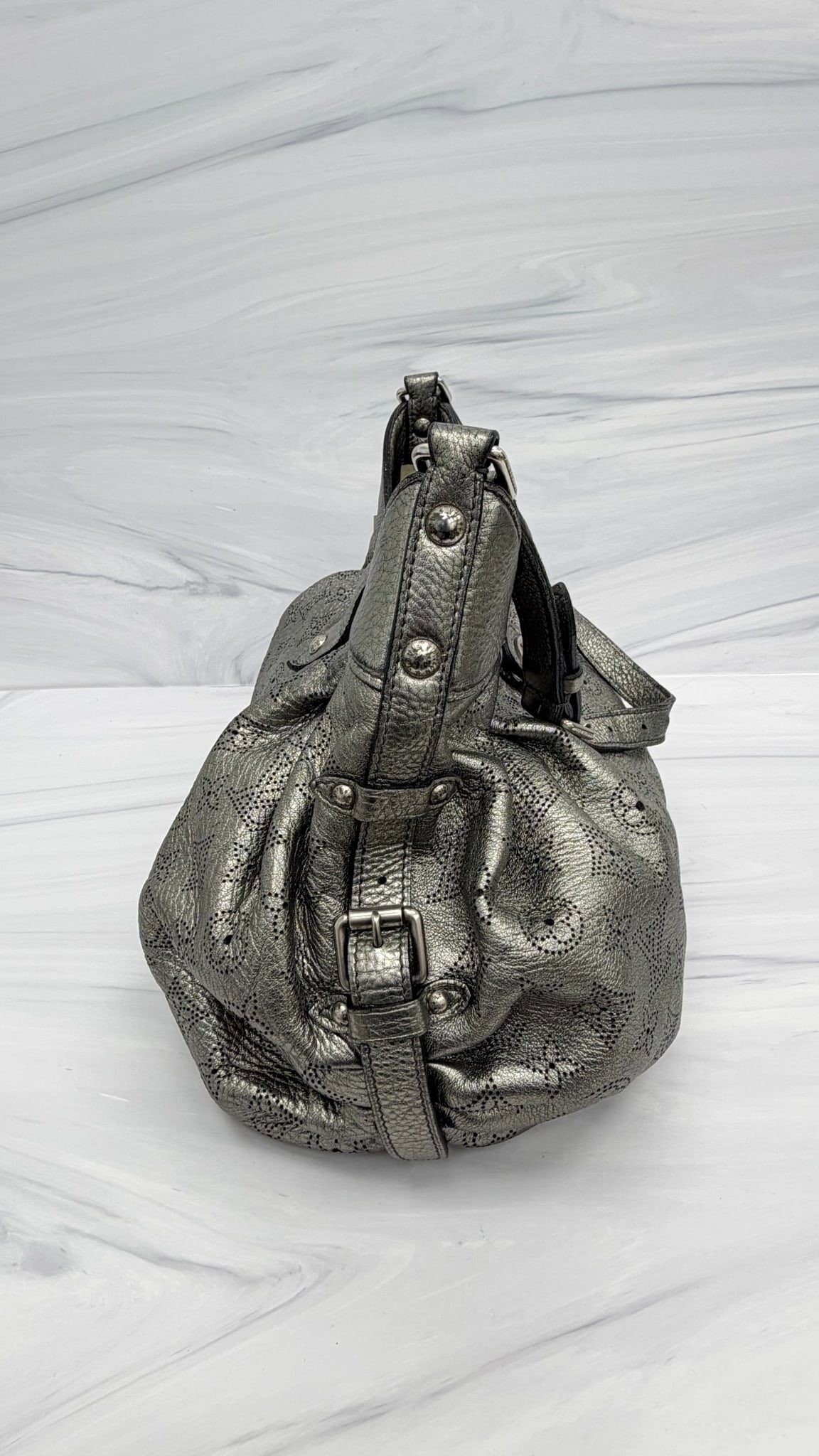 Louis Vuitton Metallic Leather Monogram Mahina Handbag