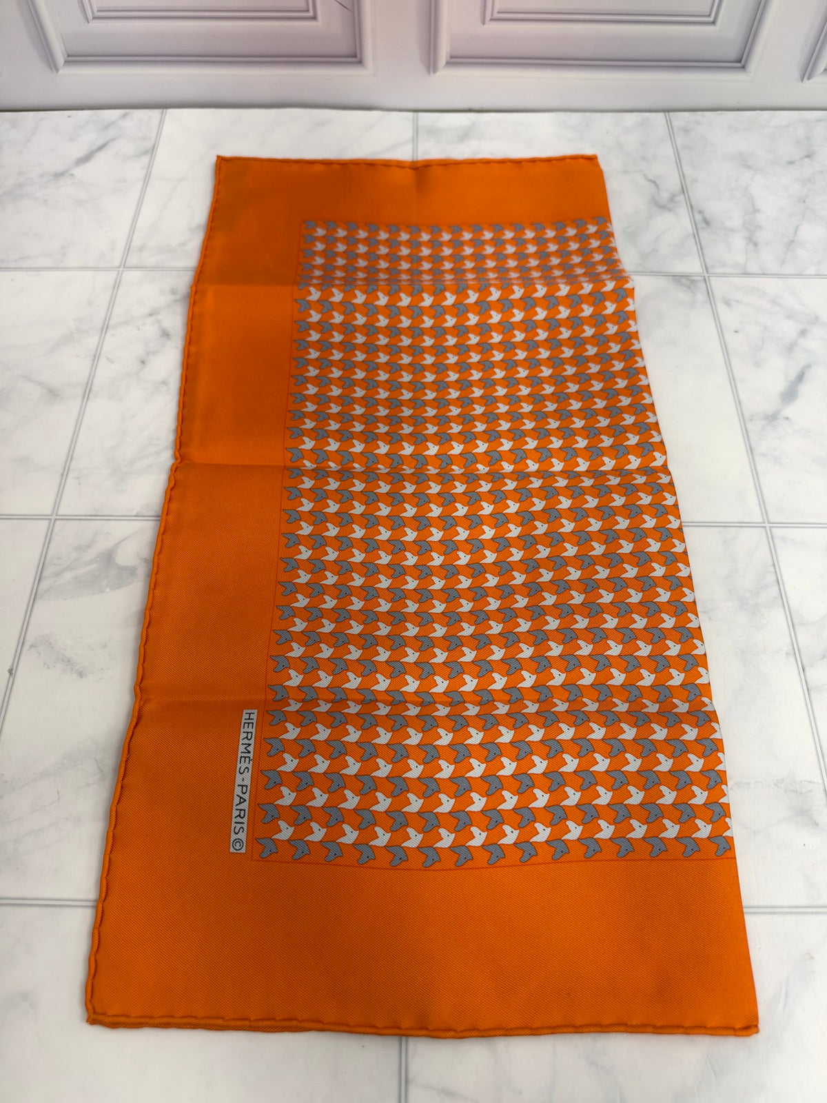 Hermes Orange Silk Grand Galop Scarf