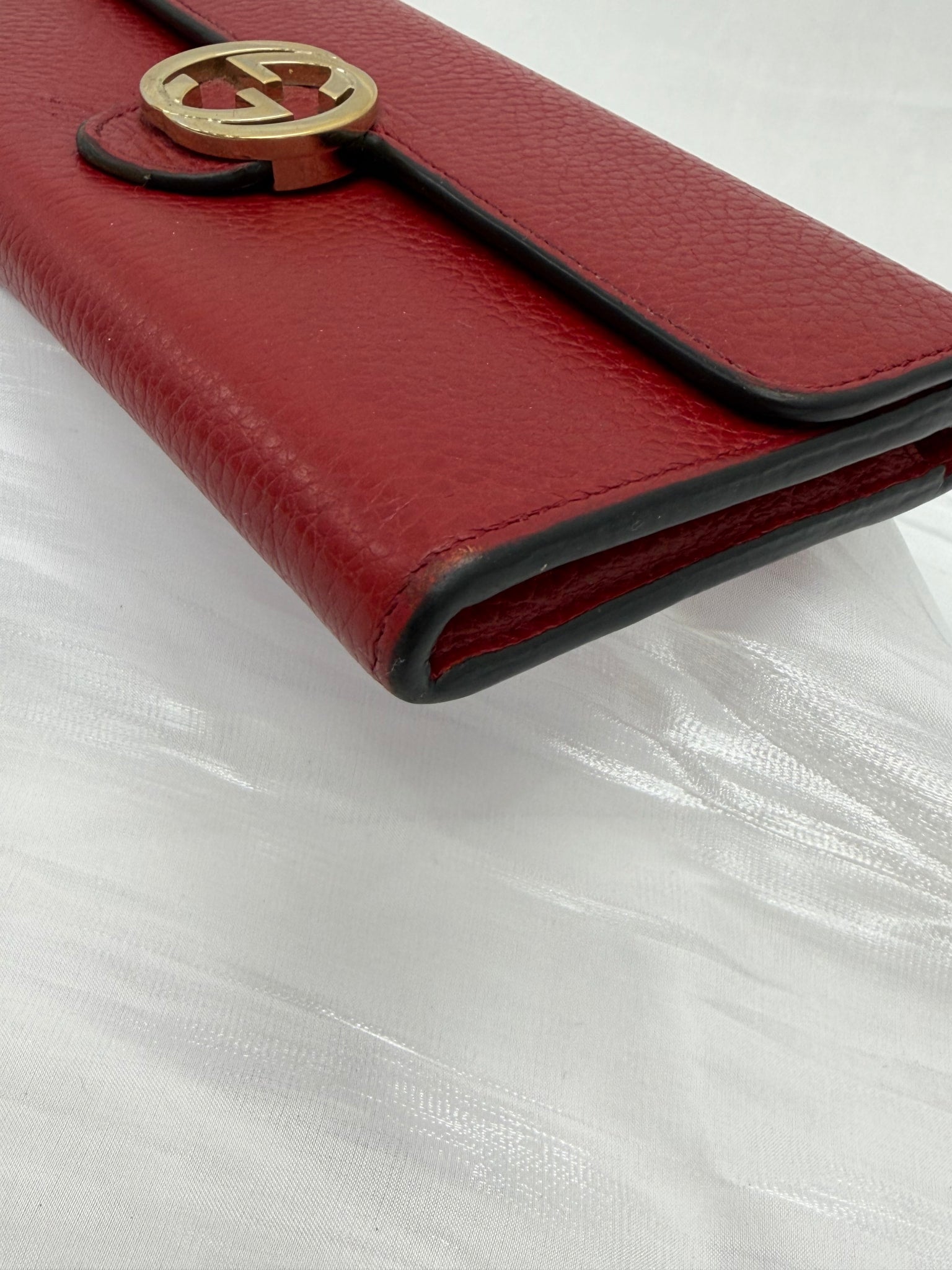Gucci Red Leather Interlocking G Long Wallet