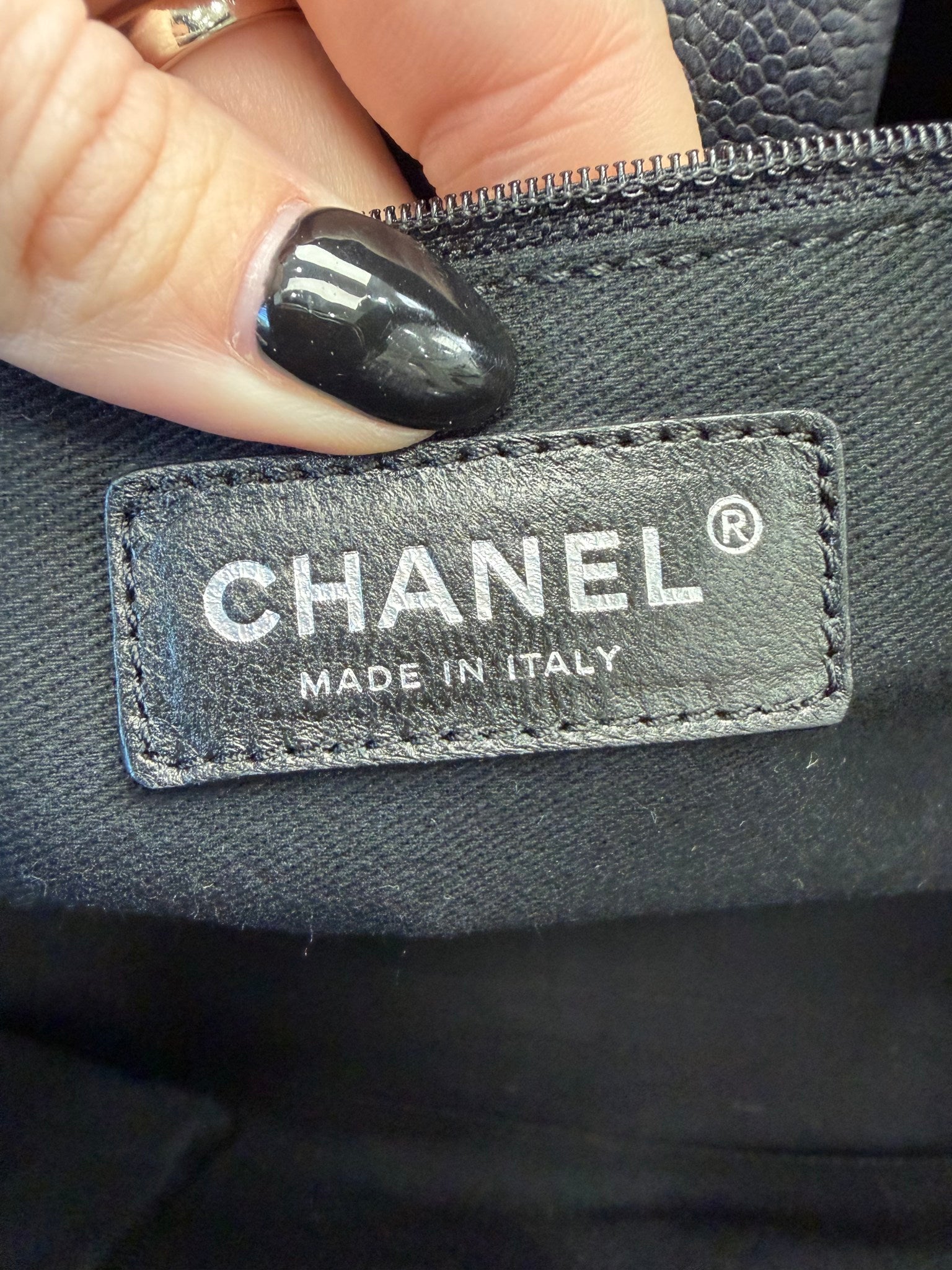Chanel Black Caviar CC Tote Bag