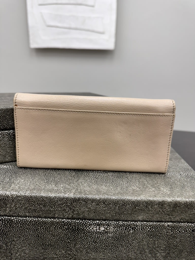 Salvatore Ferragamo Beige Grained Leather Long Wallet