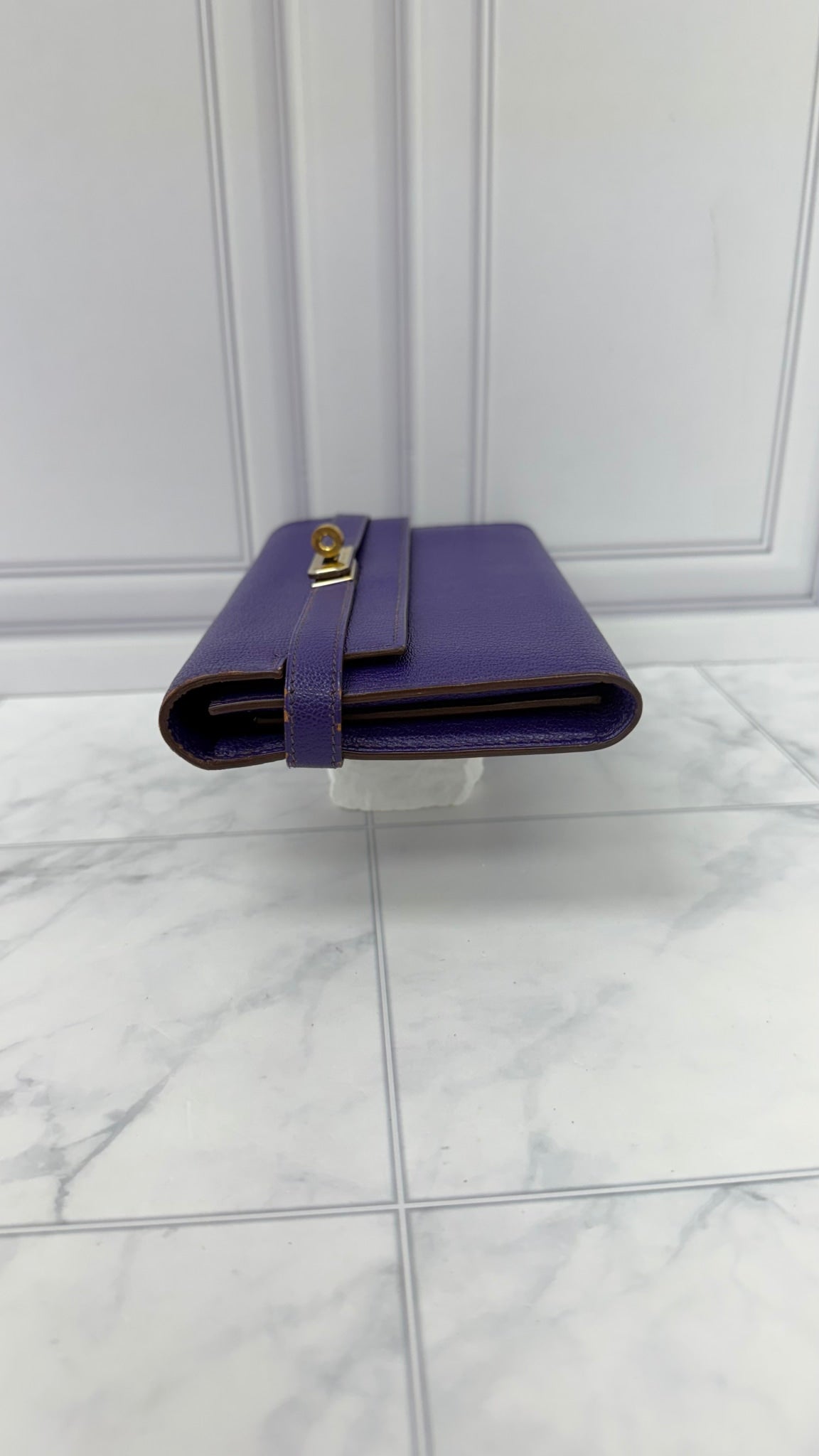 Hermes Purple Epsom Leather Kelly Wallet