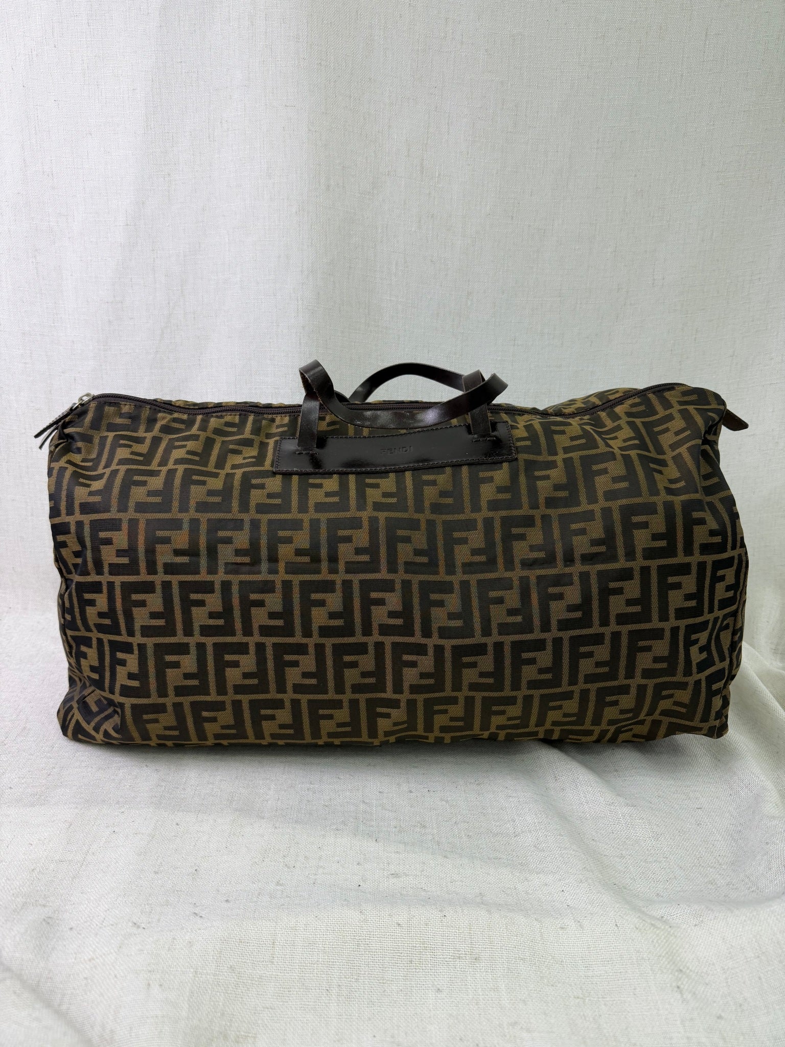 Fendi Brown Canvas Zucca Folding Duffle Bag