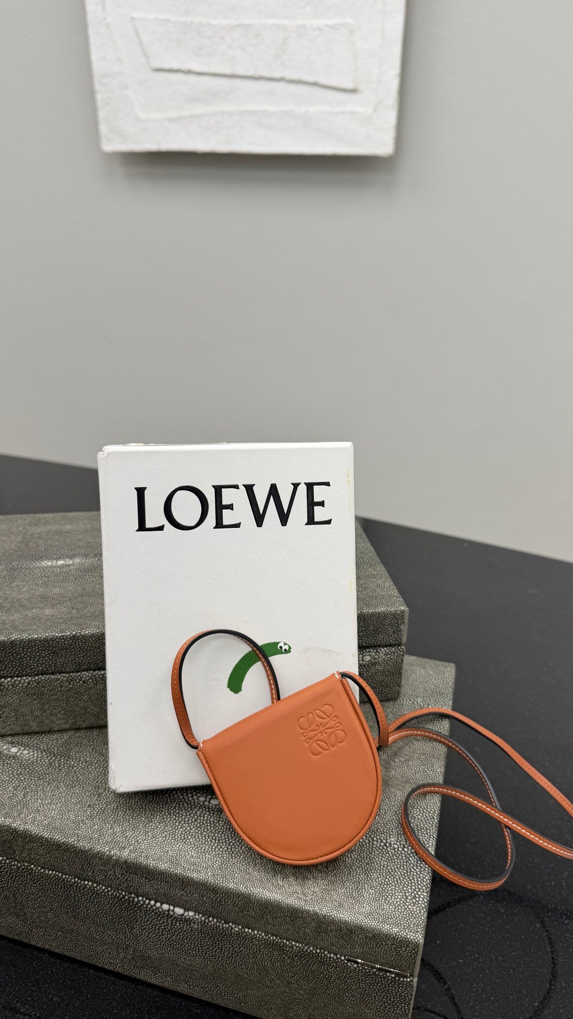 LIKE NEW - Loewe Brown Leather Mini Heel Pouch