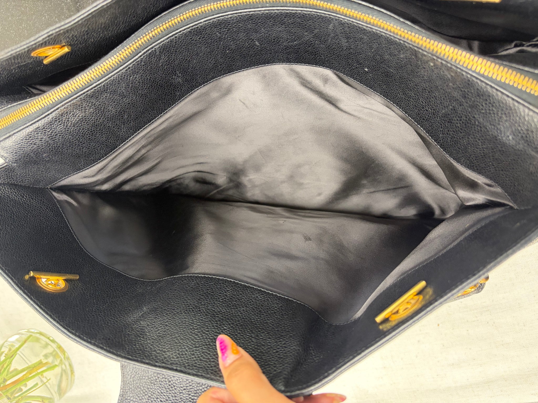 Chanel Black Caviar Supermodel Tote Bag