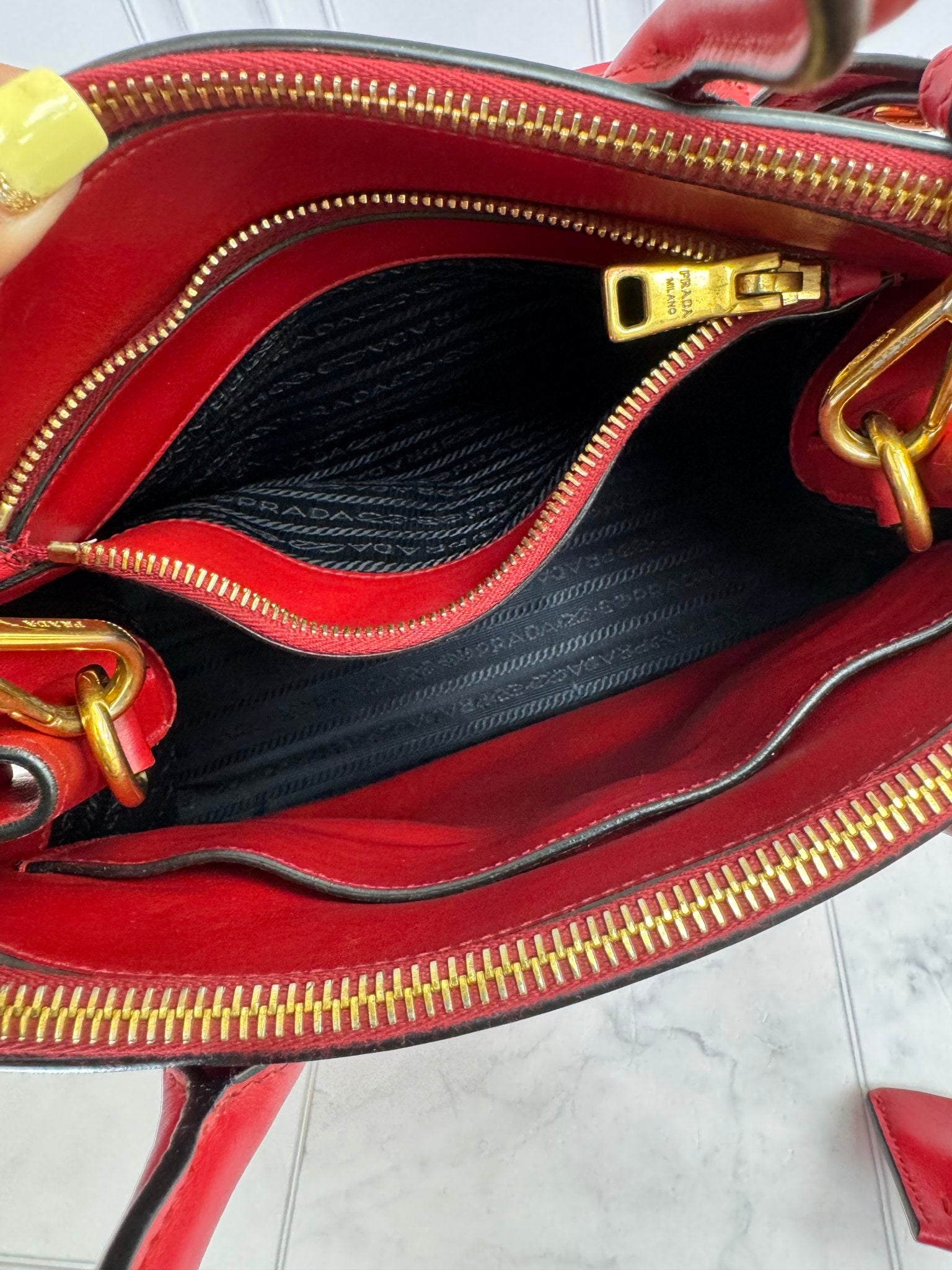 Prada Red Saffiano Leather 2Way Bag