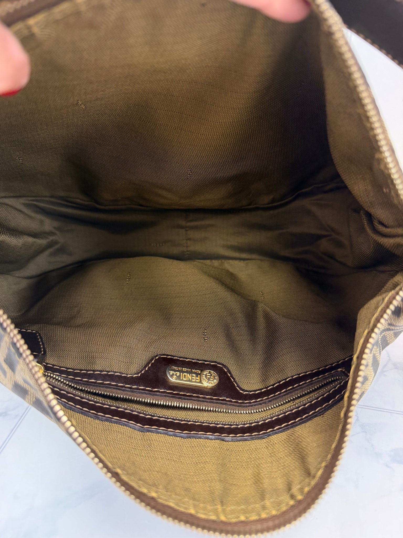 Fendi Brown Zucca Canvas Shoulder Bag