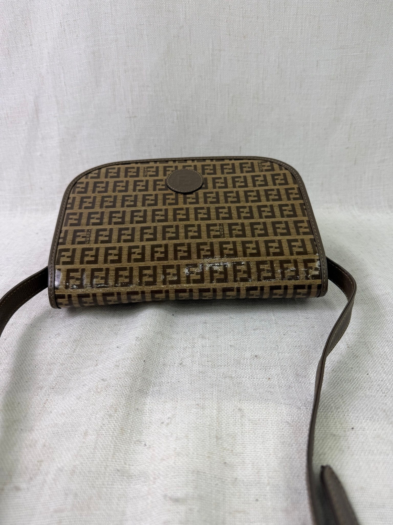 Fendi Brown Coated Canvas Zucchino Shoulder Bag