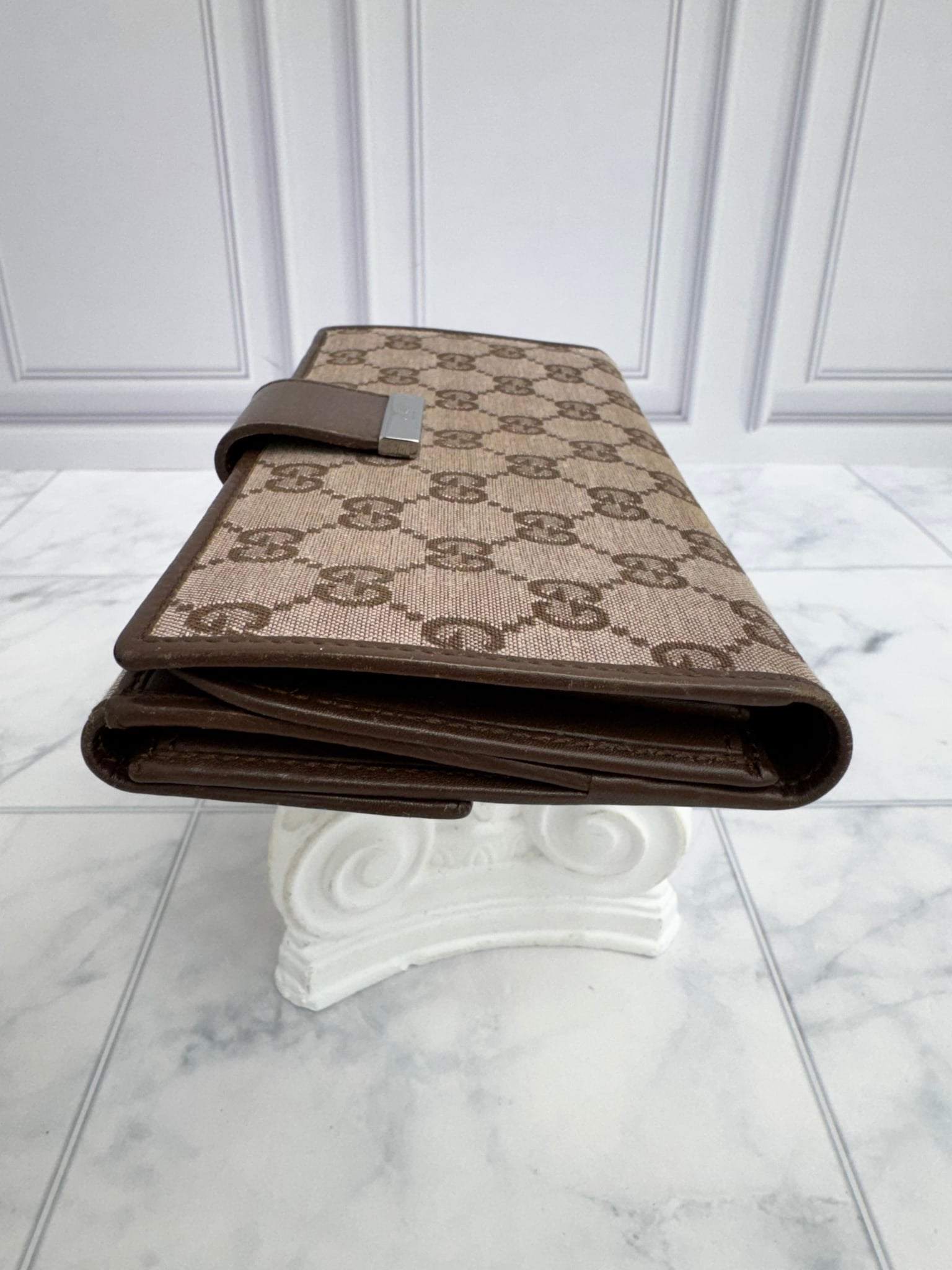 Gucci Brown GG Monogram Canvas Long Wallet