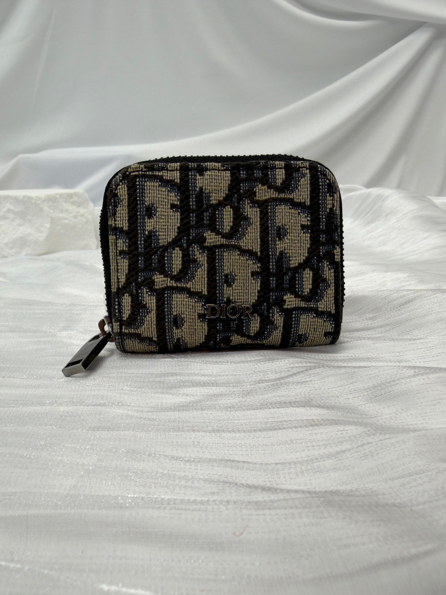 Christian Dior Blue Trotter Mini Zippy Coin Pouch