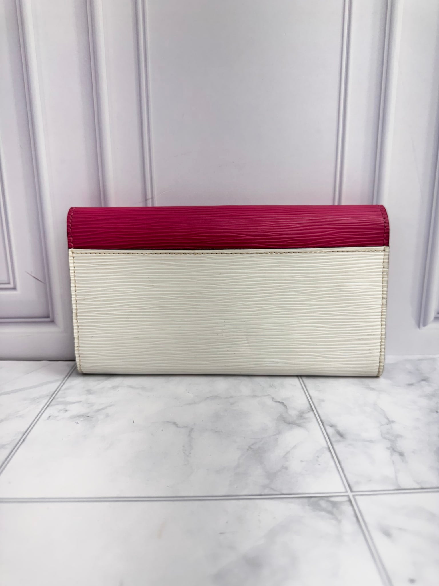 Louis Vuitton Pink And White Epi Tribal Mask Sarah Wallet