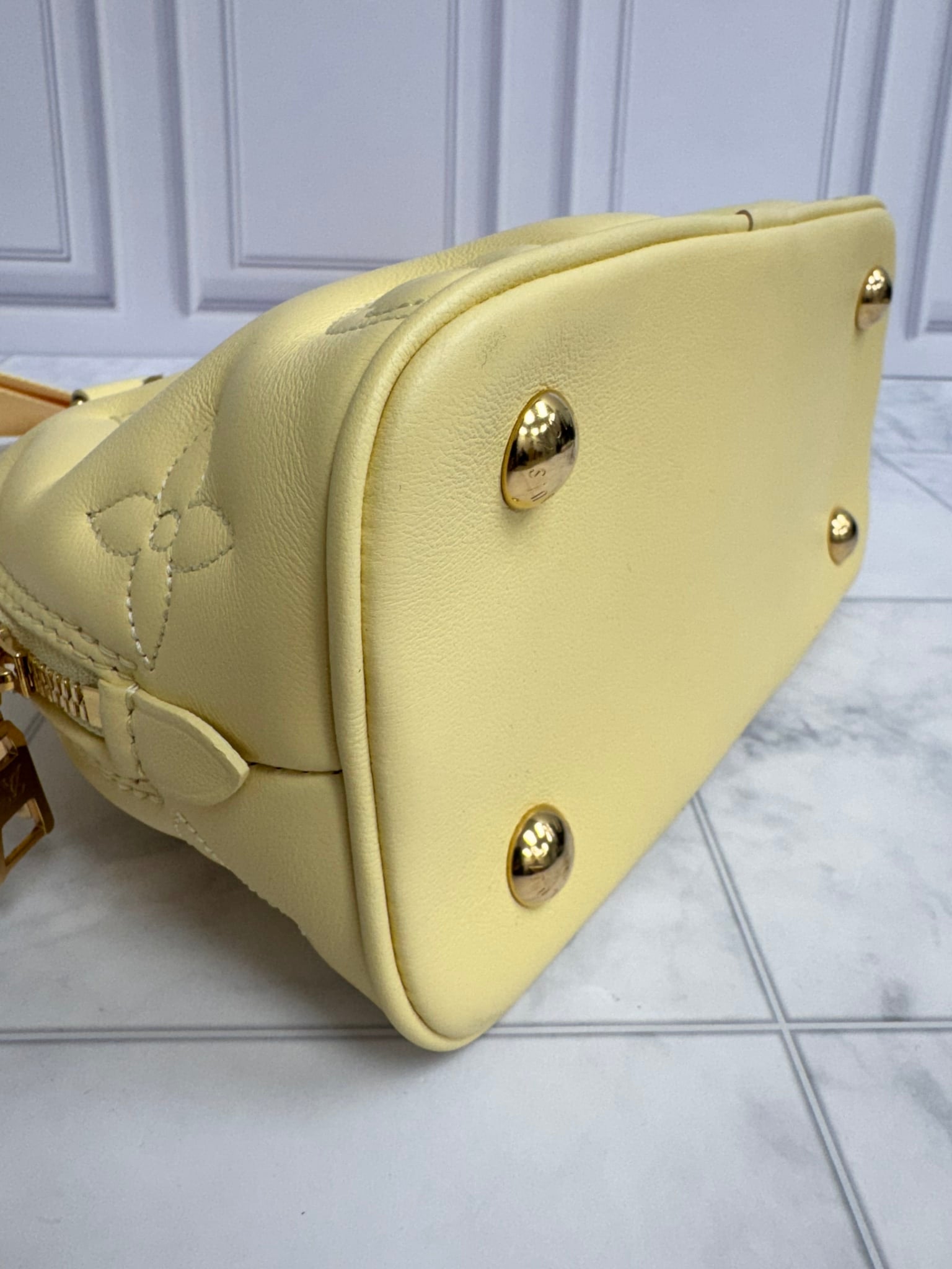Louis Vuitton Yellow Bubblegram Leather Alma BB Crossbody Bag