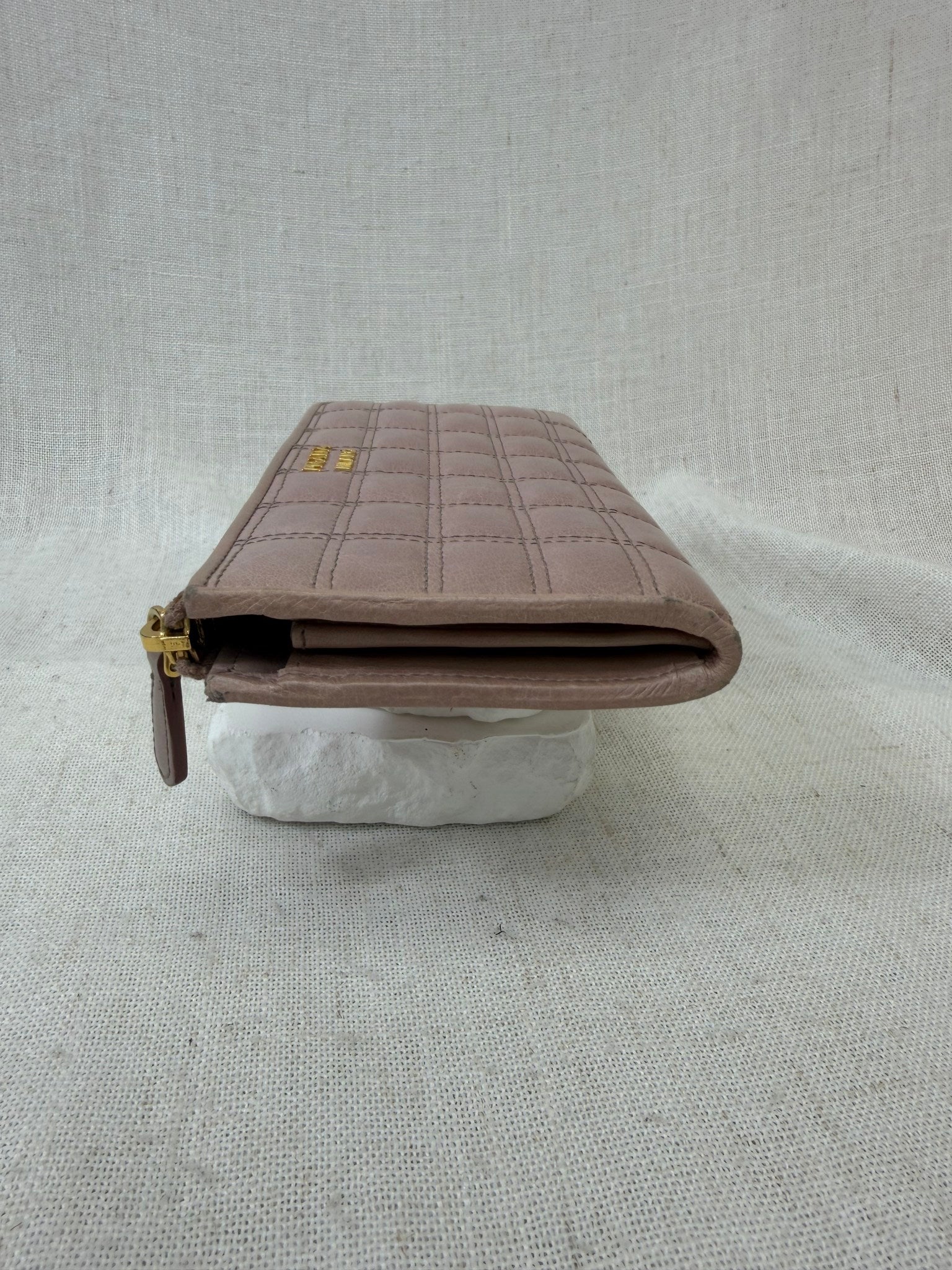 Prada Dusty Rose Quilted Leather Zippy Wallet