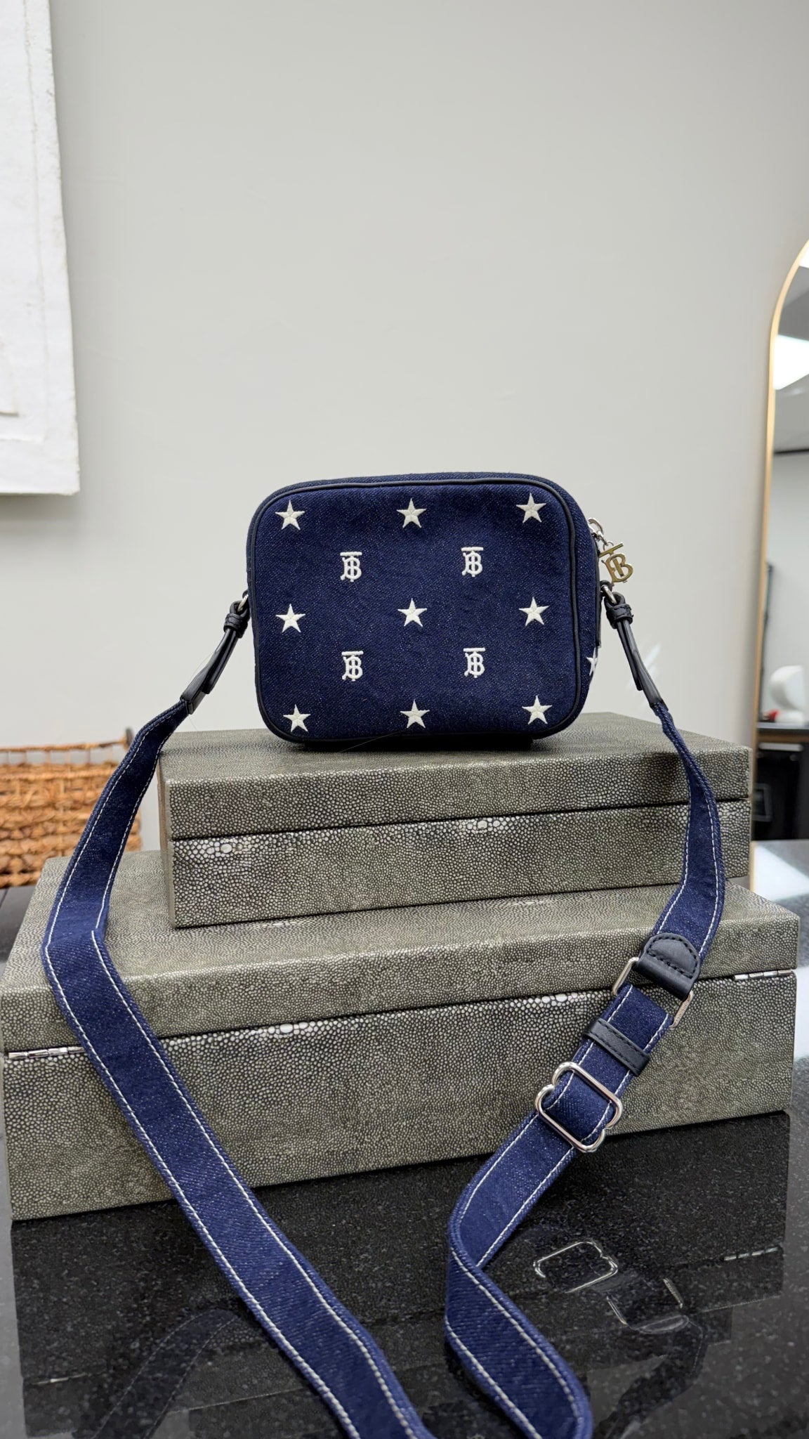 Burberry Dark Denim Star Logo Camera Bag