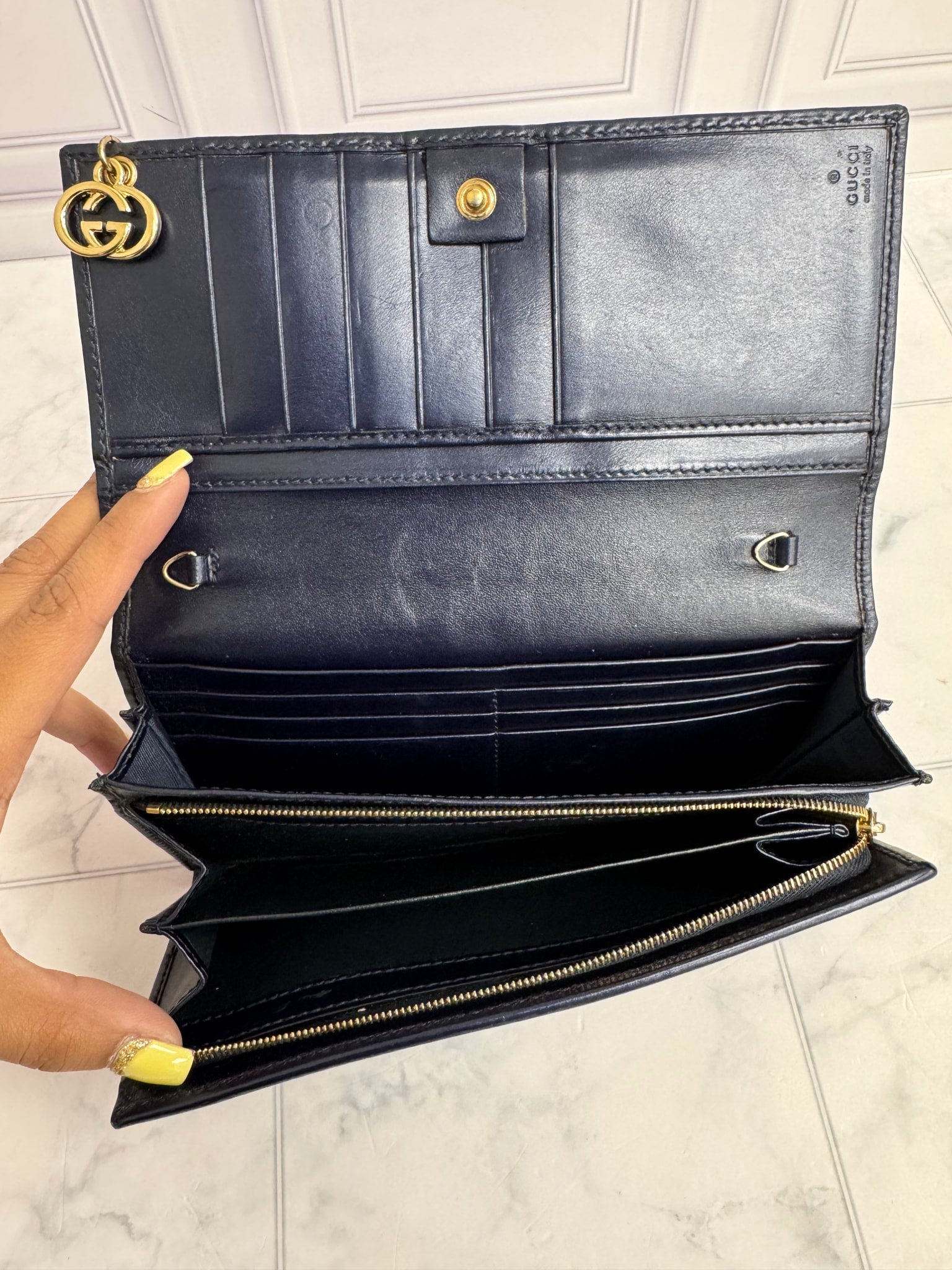 Gucci Navy Blue GG Imprime Long Wallet
