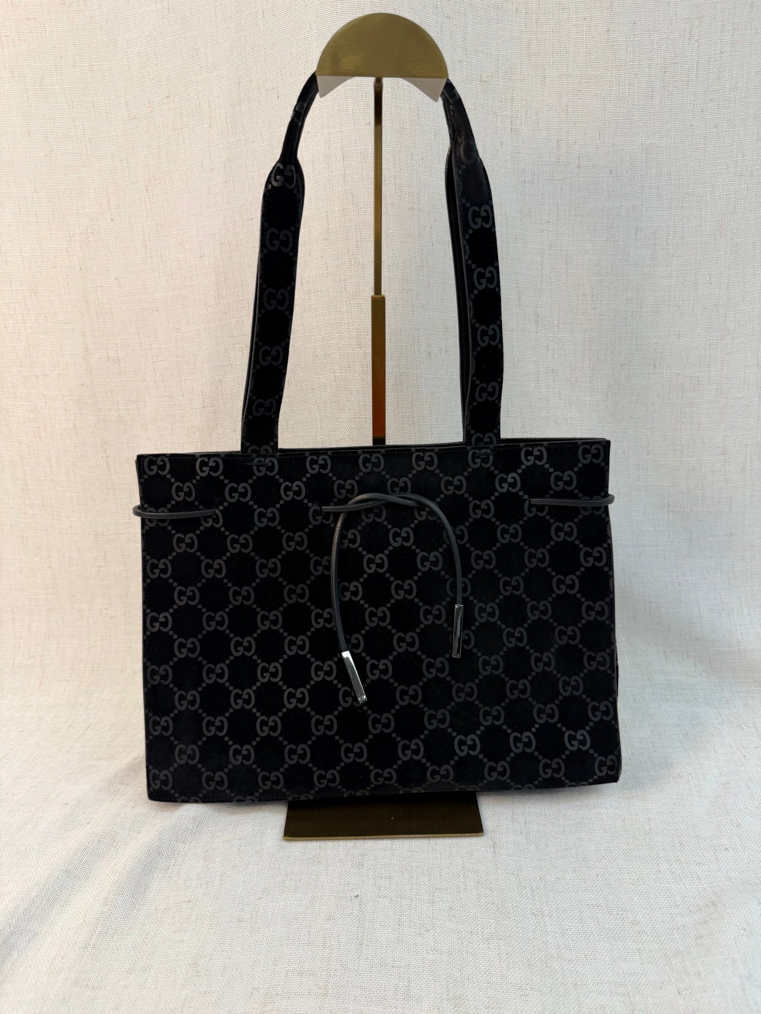 Gucci Black GG Suede Tote Bag