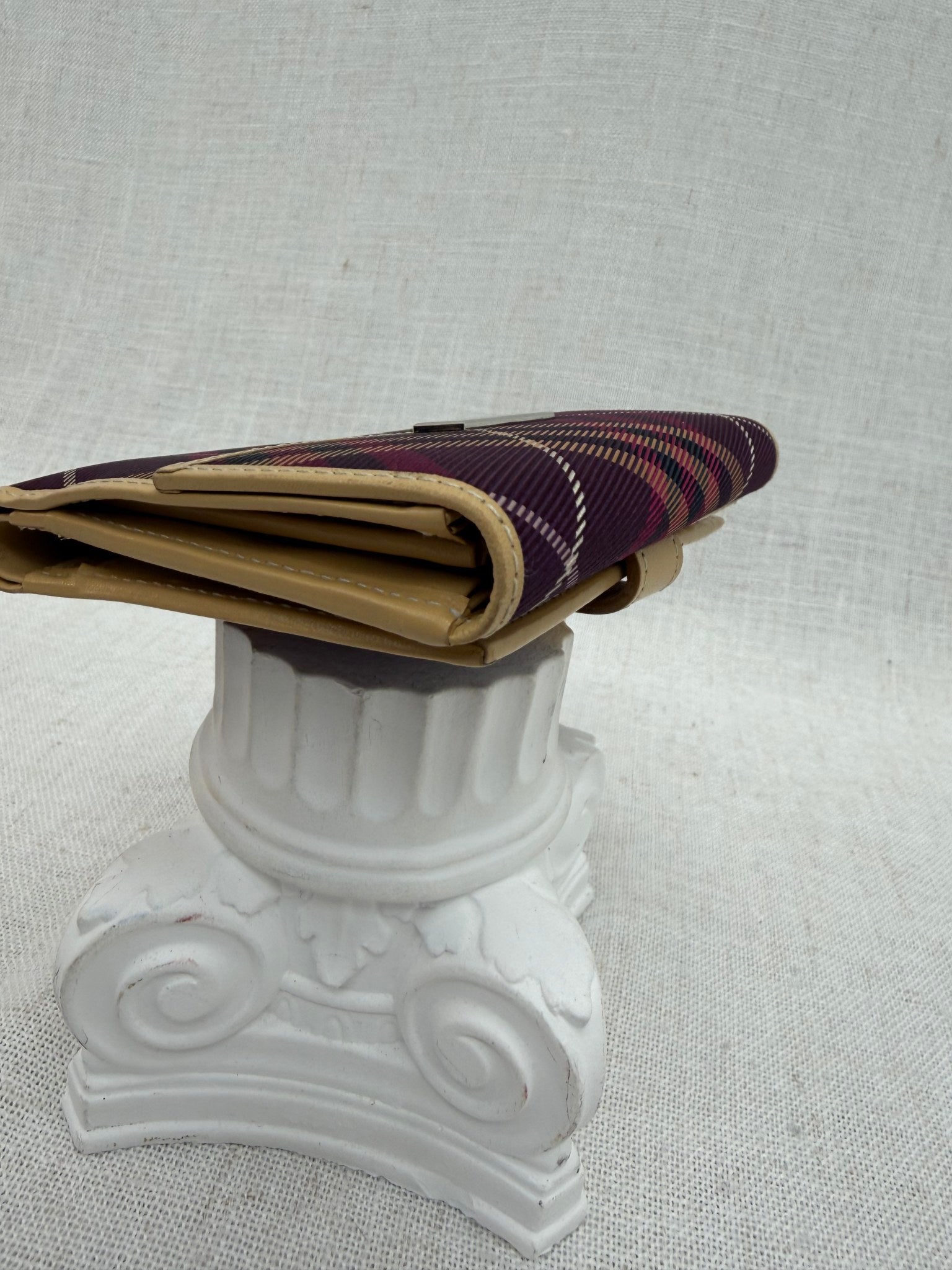 Burberry Plum & Tan Nova Check Canvas Wallet