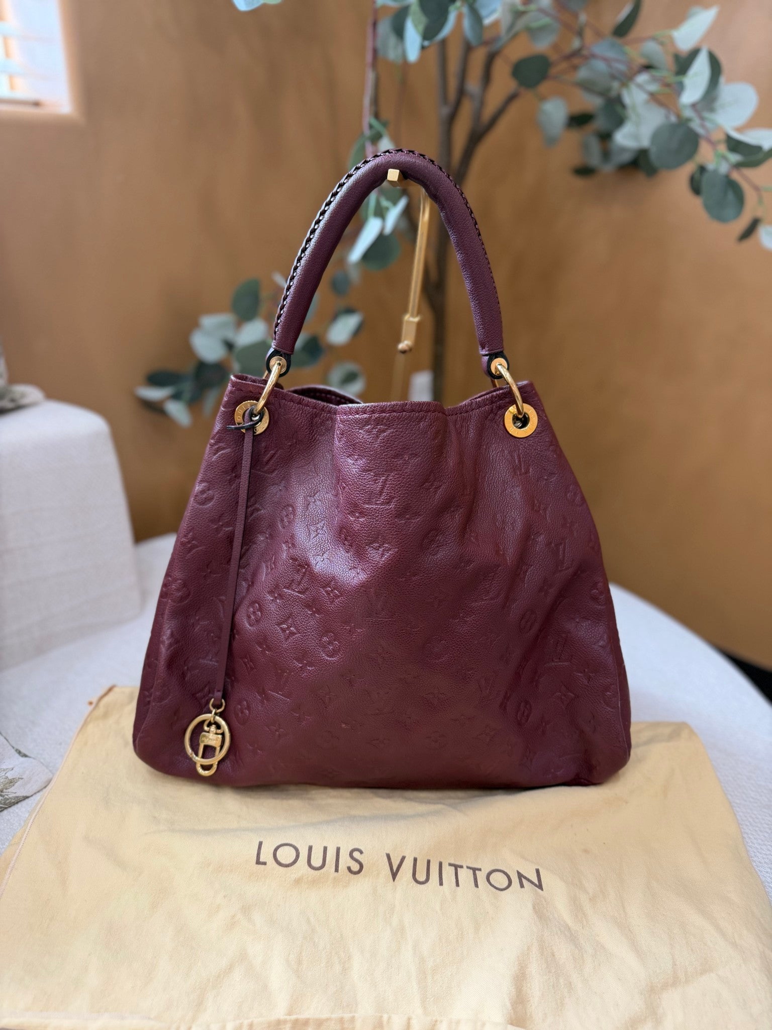 Louis Vuitton Burgundy Empreinte Artsy MM Hobo Bag