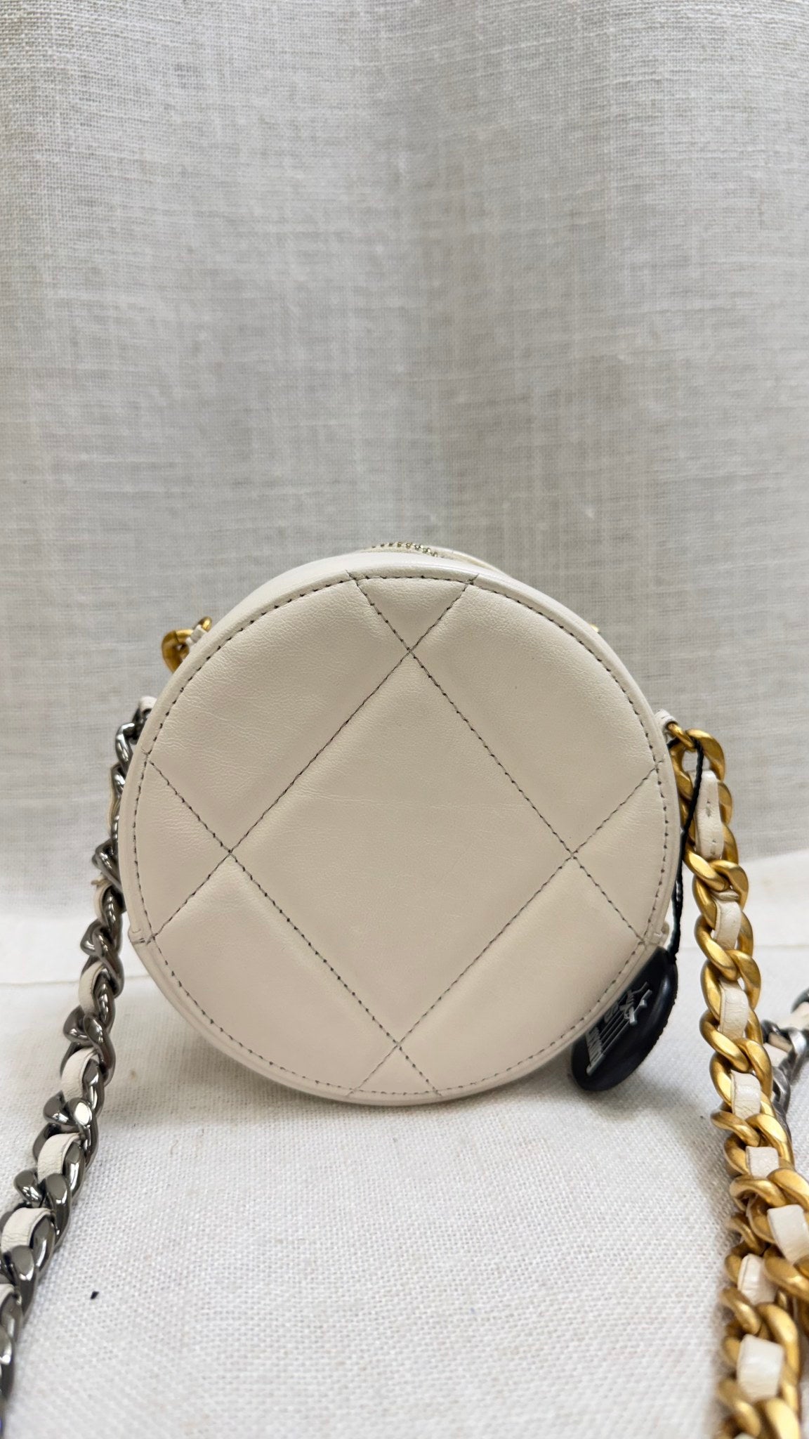 Chanel Cream Quilted 19 Round Crossbody Bag