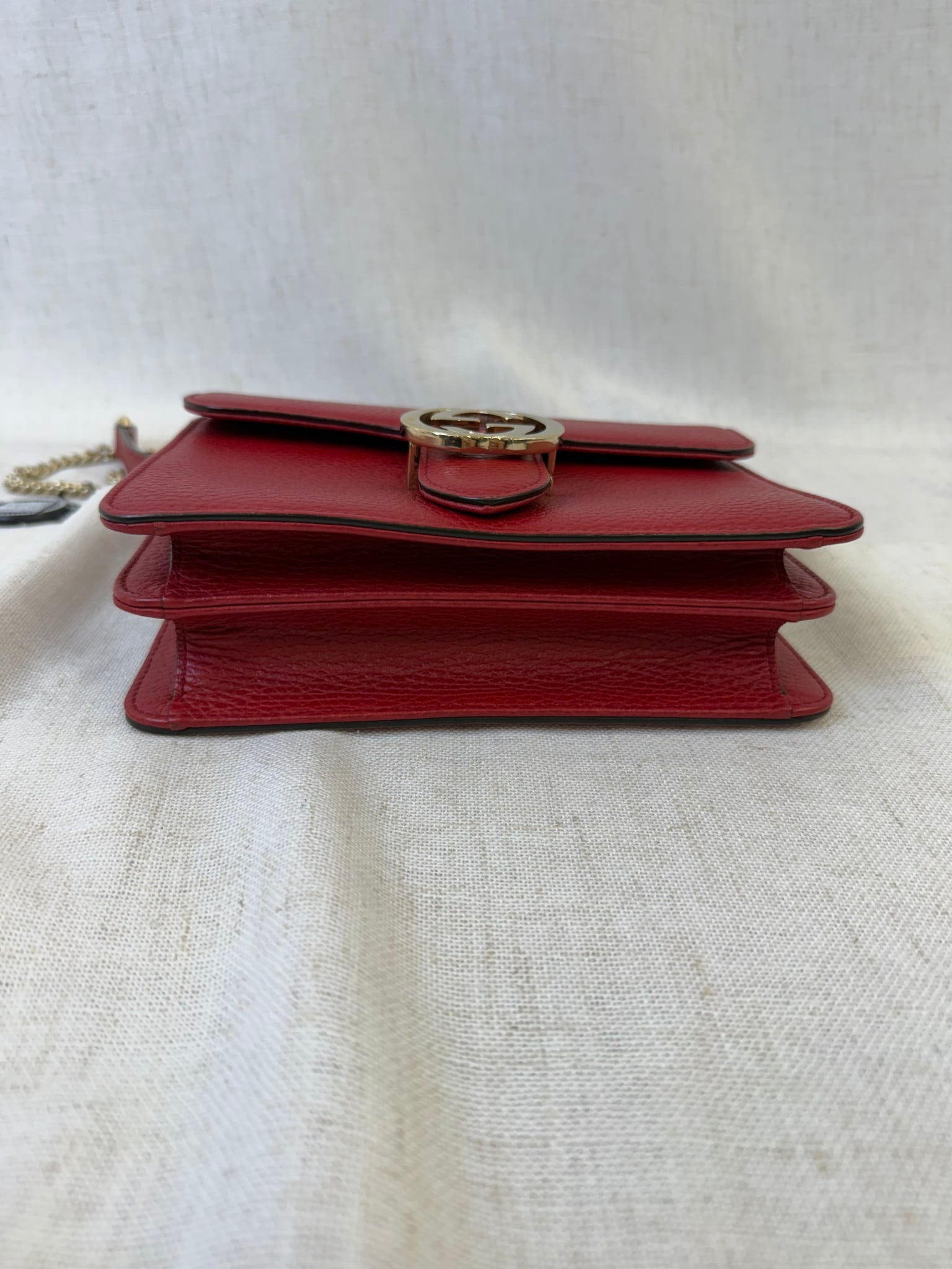 Gucci Red Leather Interlocking G Shoulder Bag