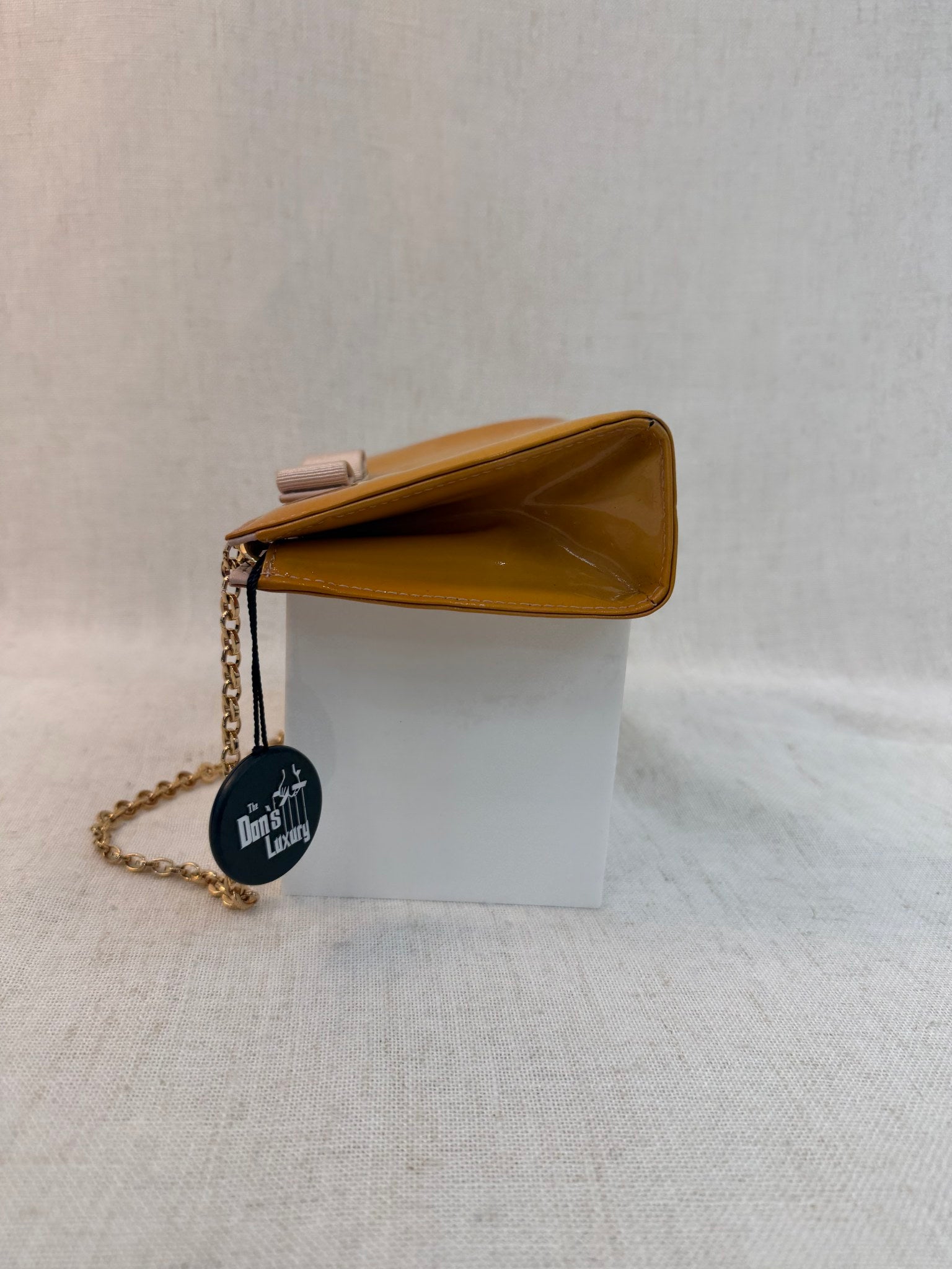 Salvatore Ferragamo Dark Yellow Patent Leather Mini Shoulder Bag