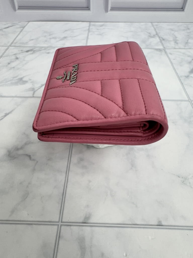 Prada Pink Quilted Leather Bifold Wallet