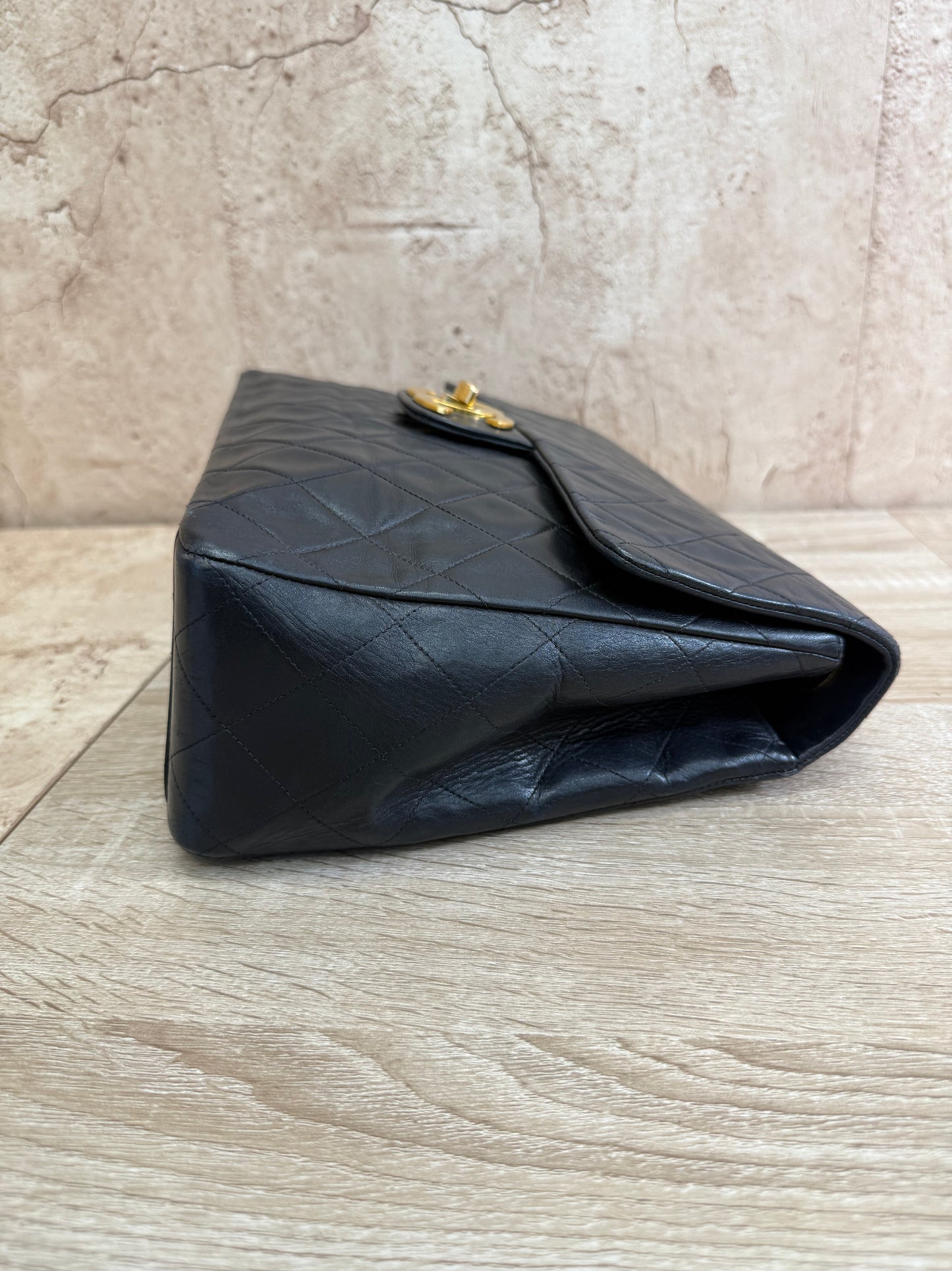 Chanel Black Quilted Lambskin XL Jumbo Single Flap Bag