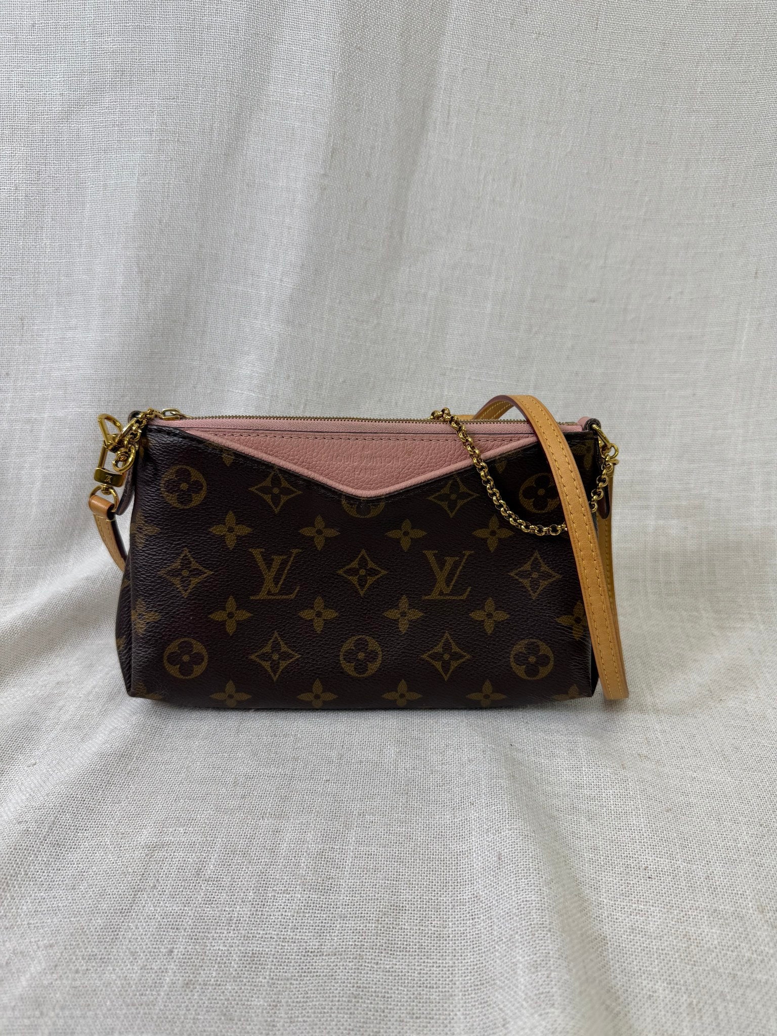Louis Vuitton Pink Canvas Pallas Clutch Crossbody