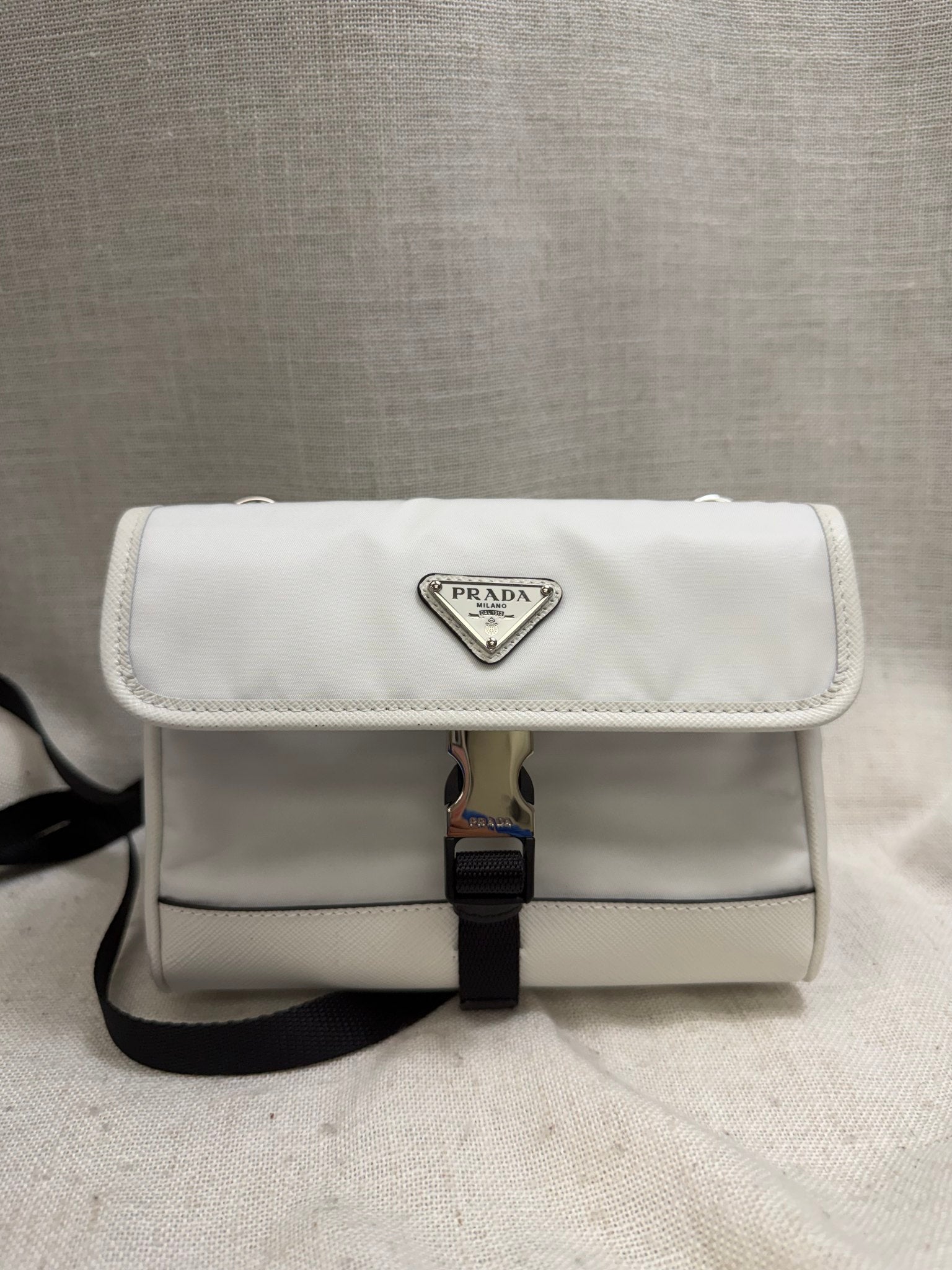 Prada White Nylon Smartphone Case Crossbody