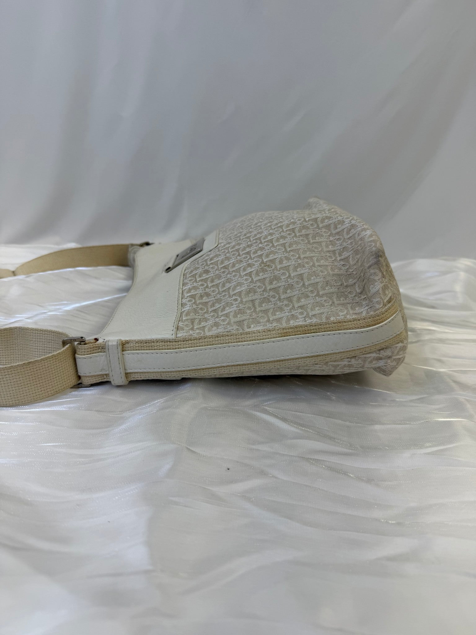 Christian Dior Cream Canvas Trotter Shoulder Bag