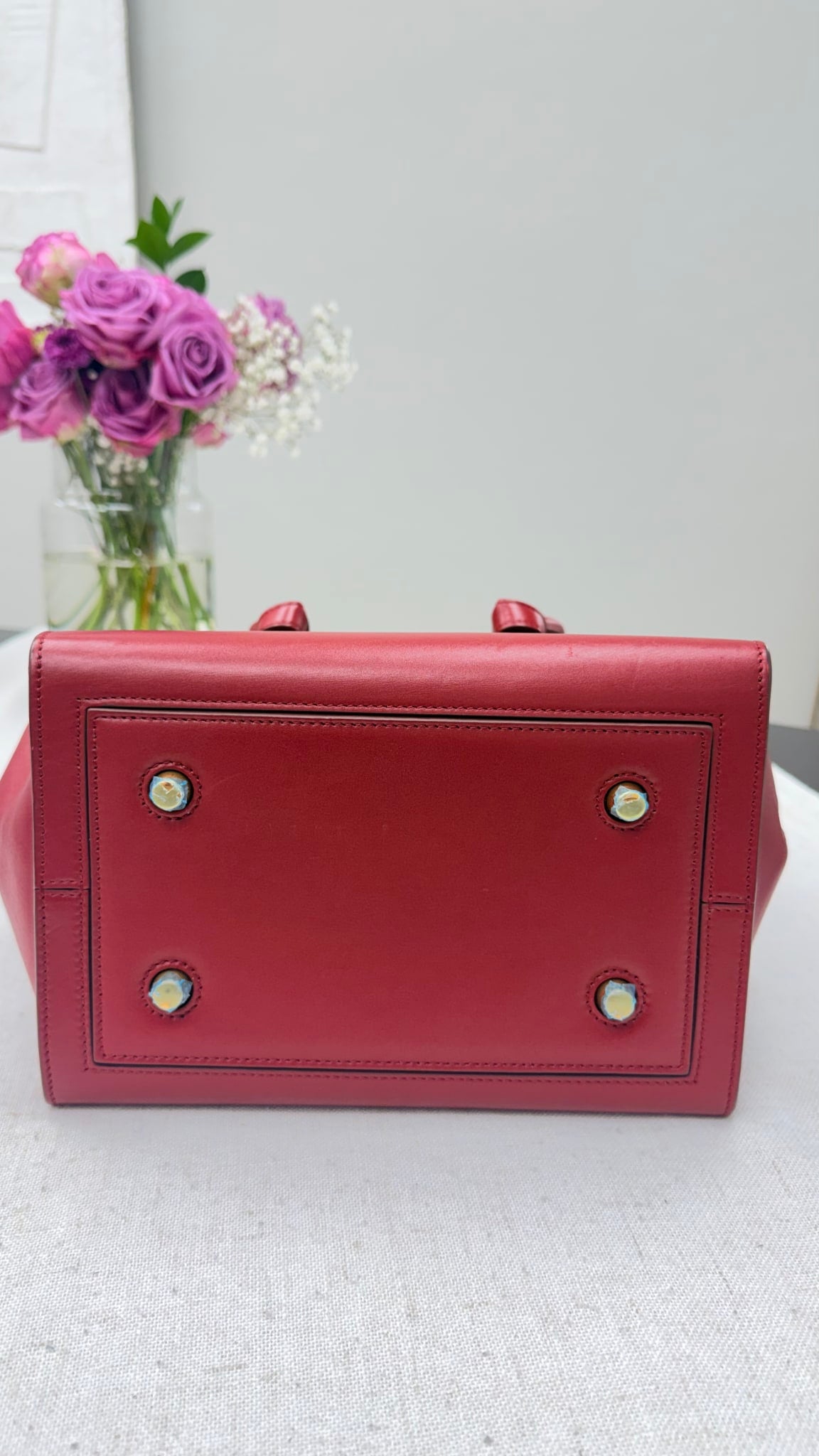 Celine Red Leather Tie Knot Small Tote Bag