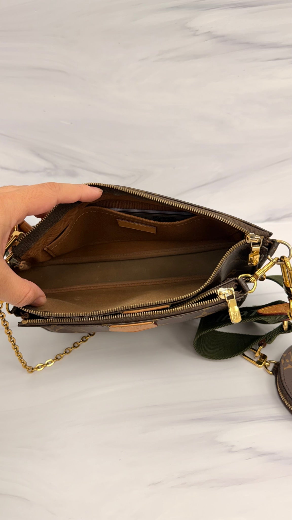 Louis Vuitton Monogram Green Multi Pochette Crossbody Bag