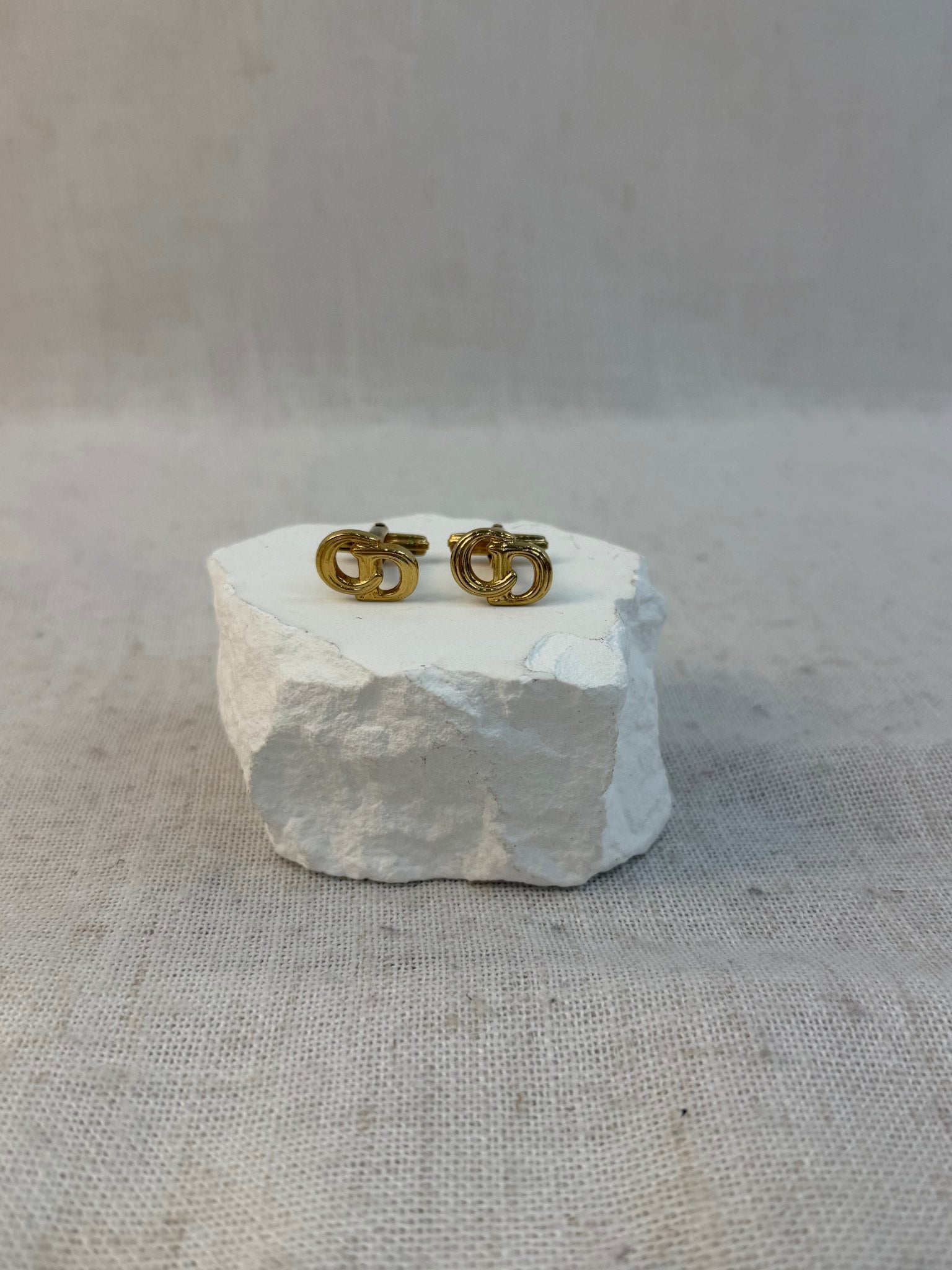 Christian Dior Gold Tone CD Logo Cufflinks