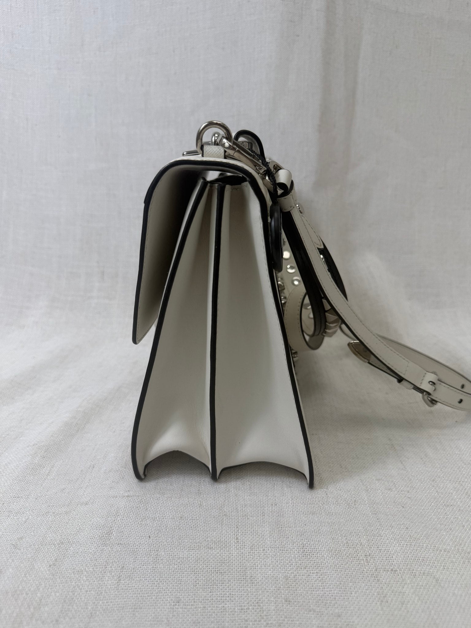 White Leather Prada Electa Handbag