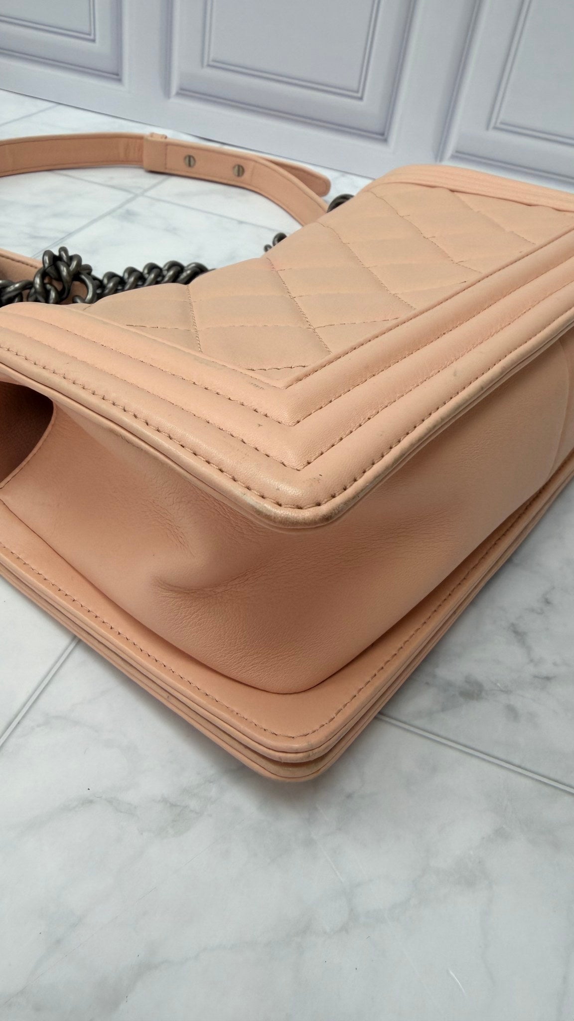 Chanel Light Pink Lambskin Leather Boy Bag